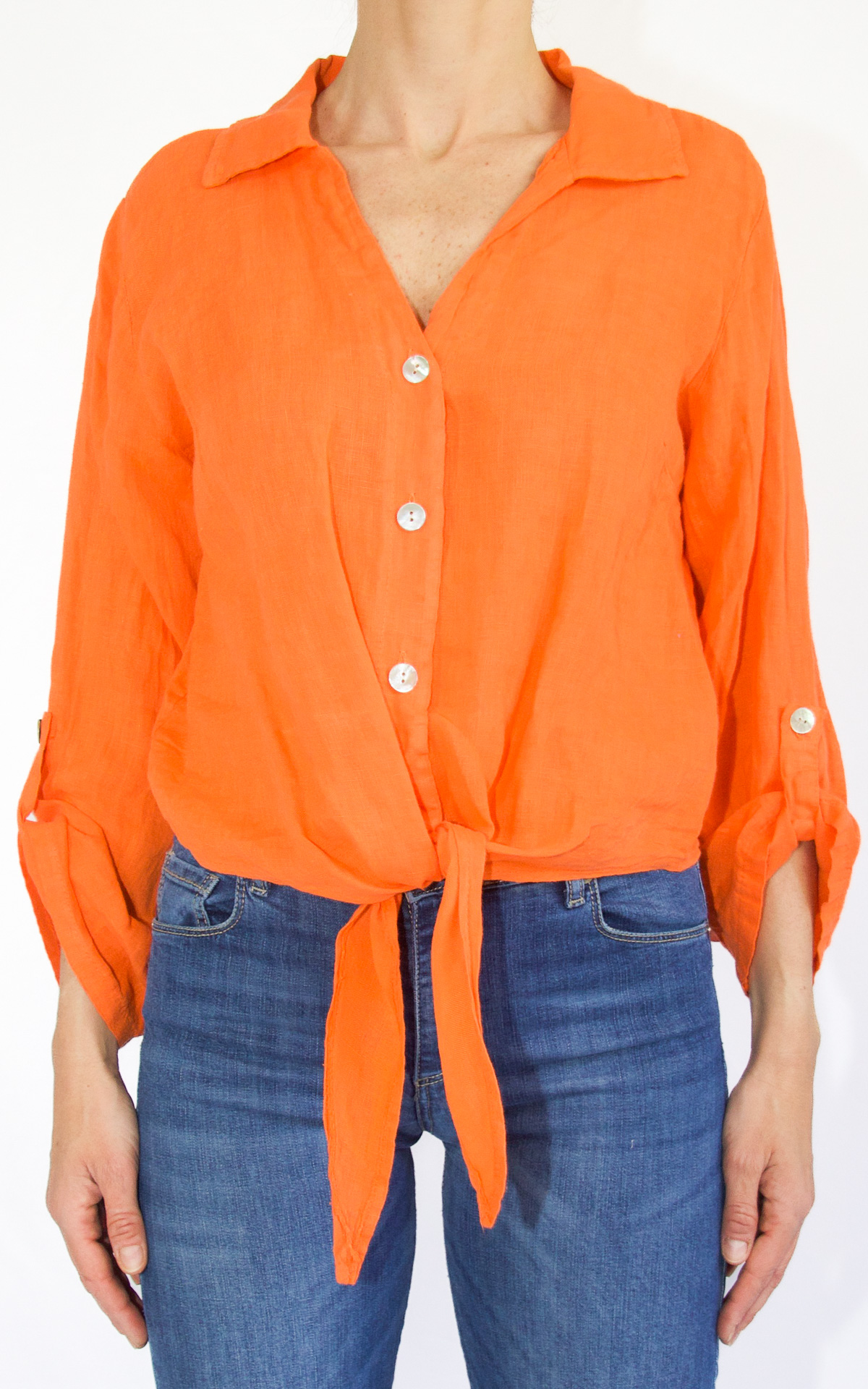 (image for) Initial – camicia in lino – arancione
