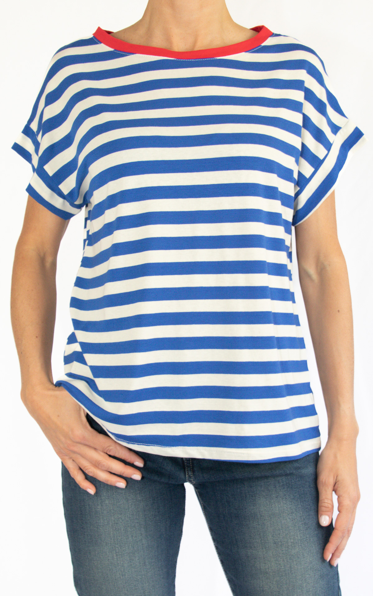 (image for) Off-On – t-shirt bicolore girocollo – azzurra