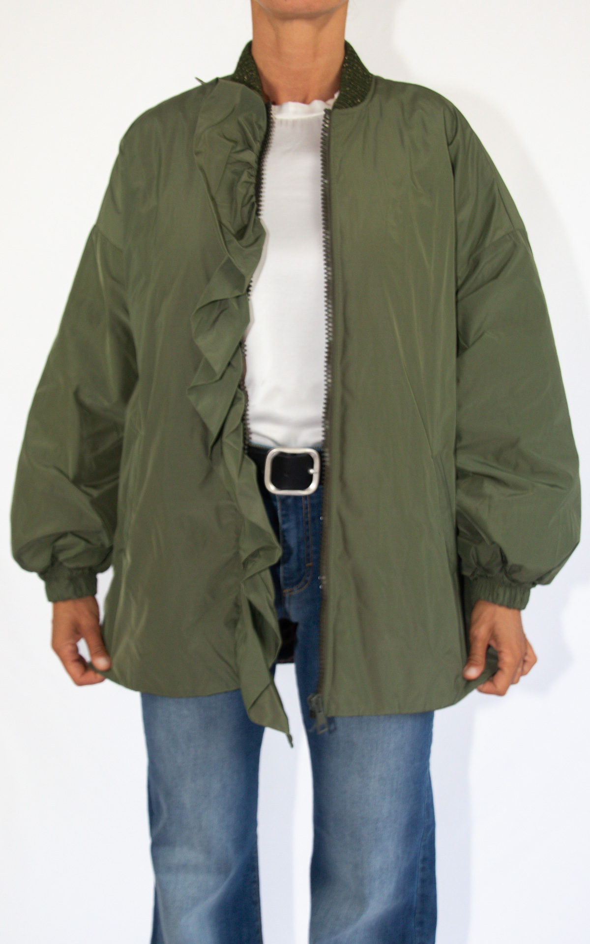 Pietronilla - giacca con rouches - verde militare