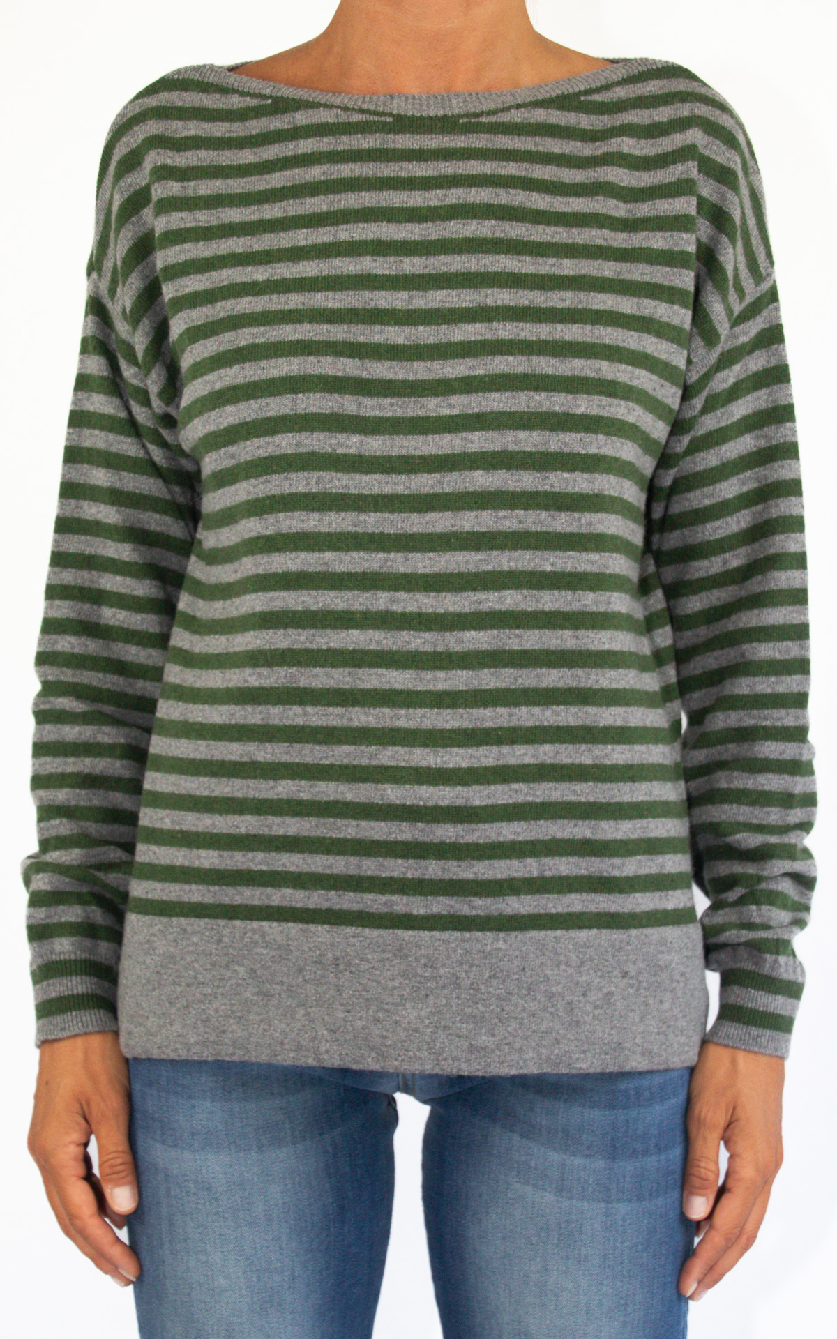 Off-On - maglia bicolore righe - grigio/verde