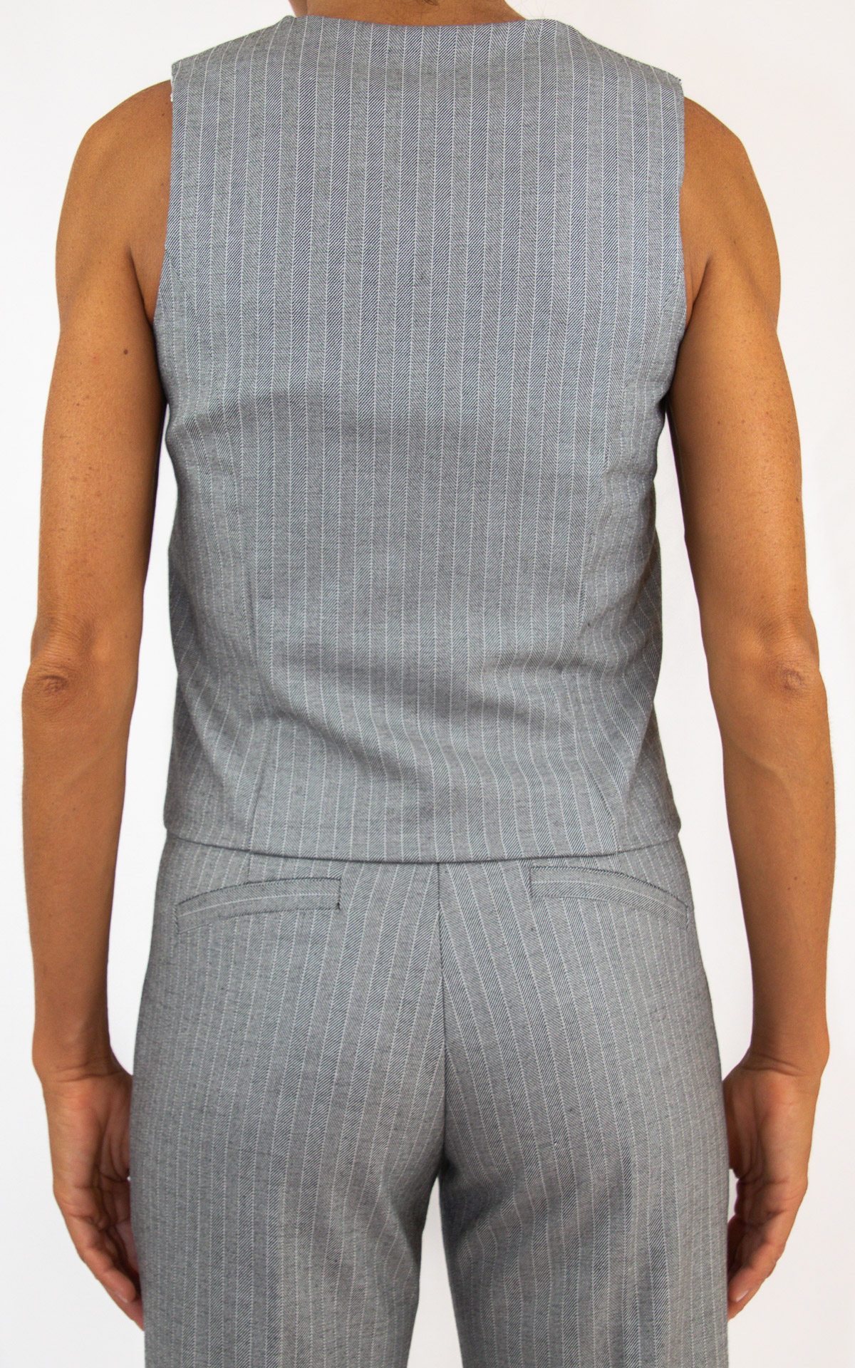 SusyMix - pantalone straight gessato - grigio/bianco