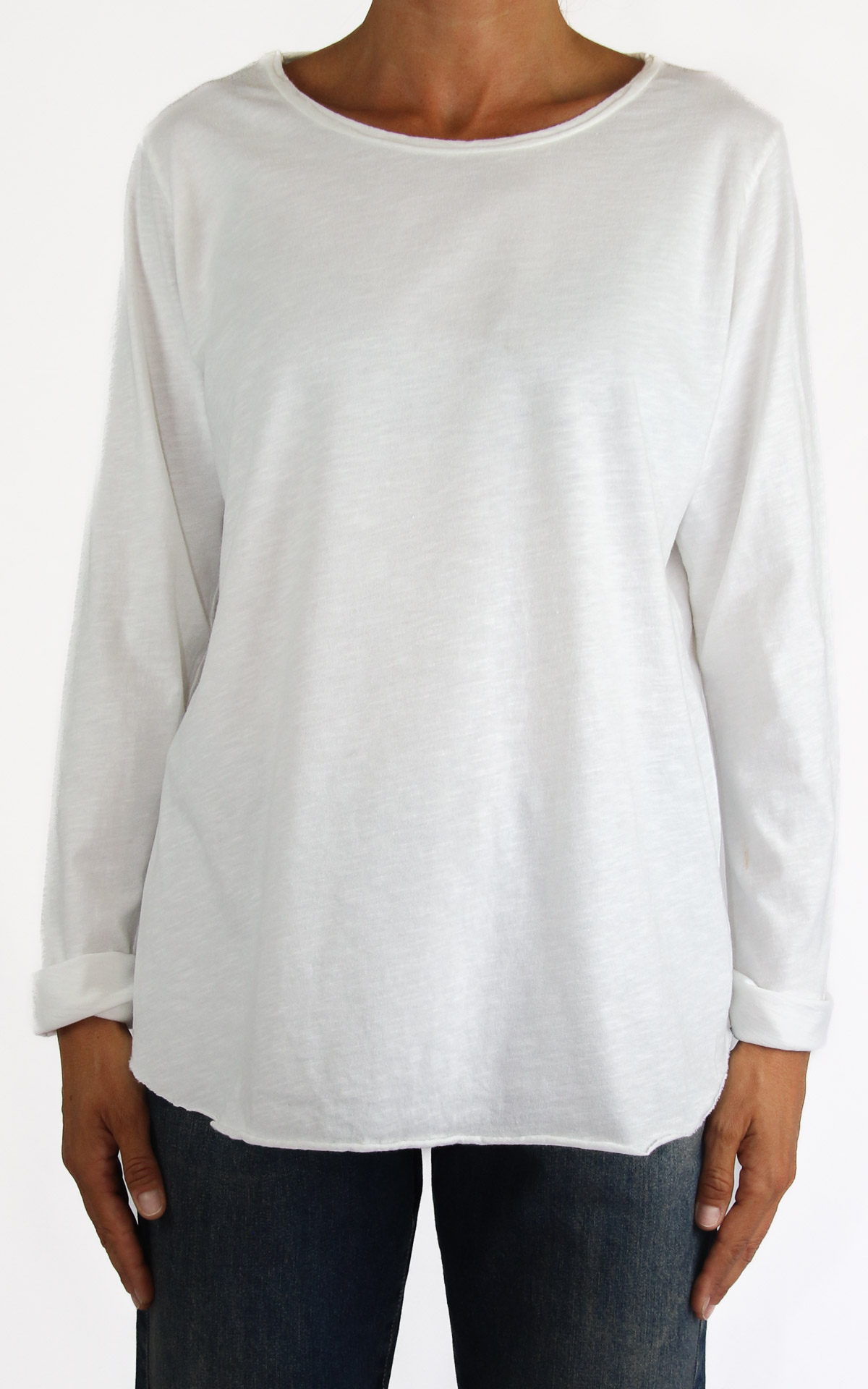 T-shirt cotone girocollo manica lunga 95% cotone 5% elastene