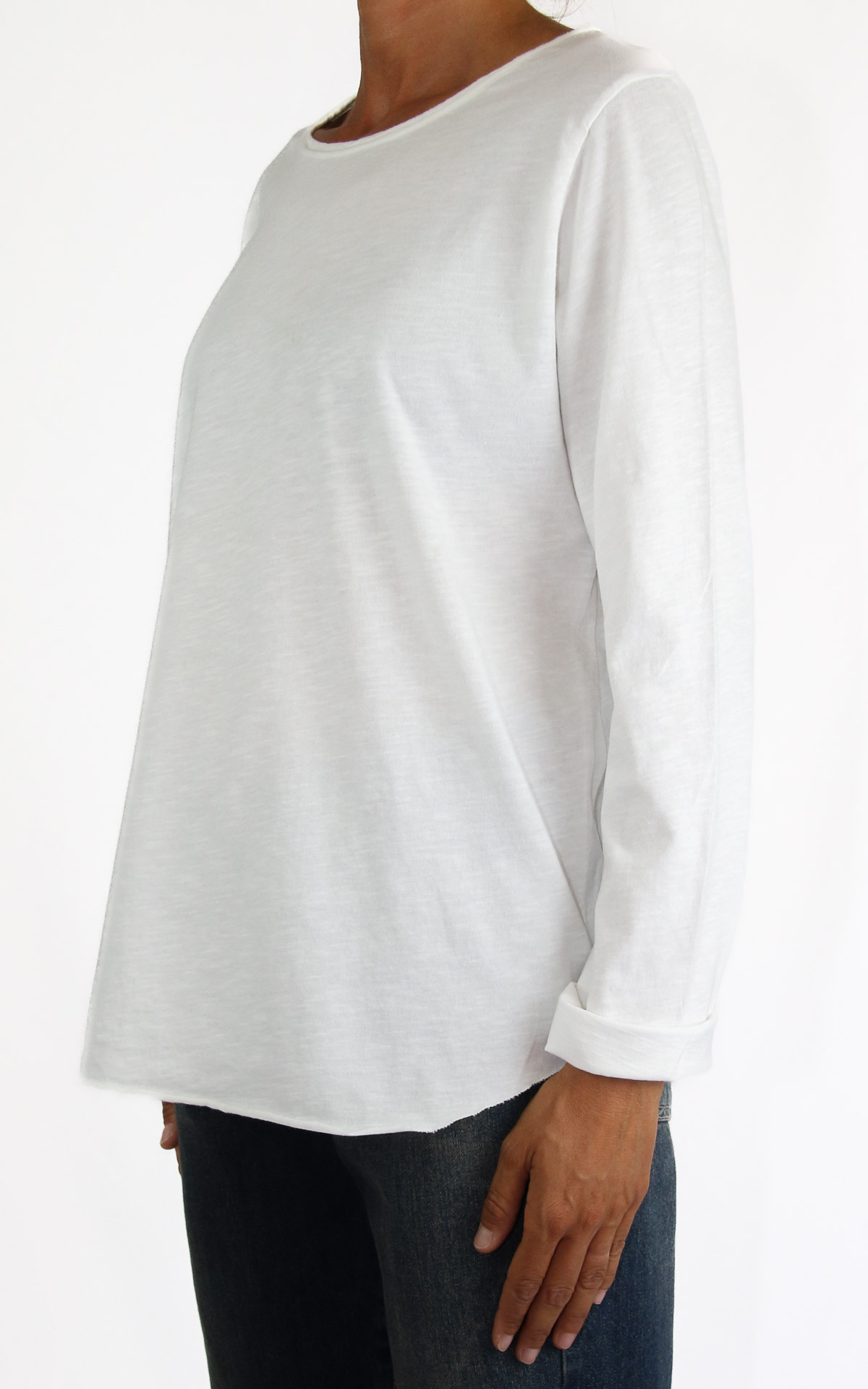 T-shirt cotone girocollo manica lunga 95% cotone 5% elastene