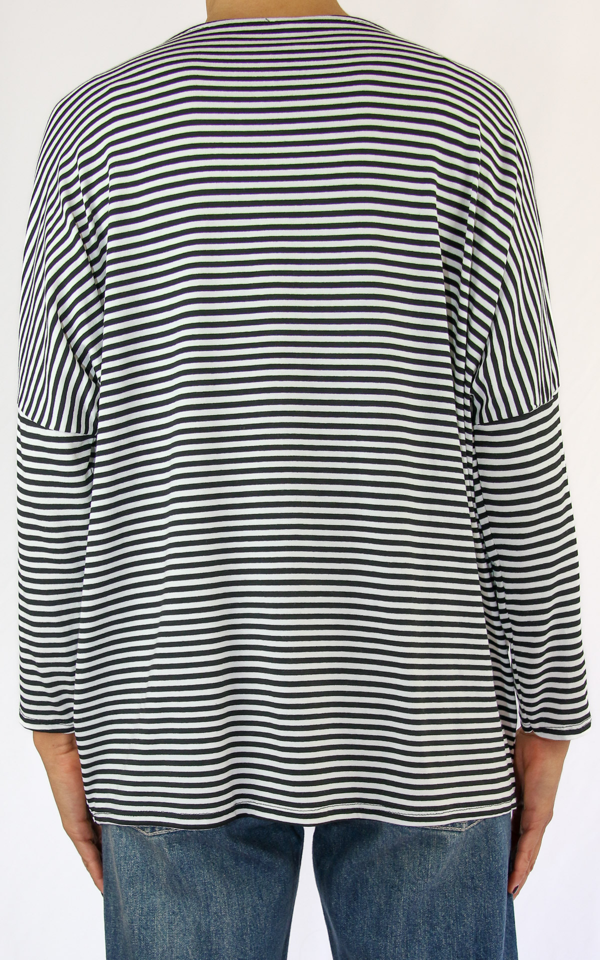 Off-On - t-shirt oversize a righe - bianco/nero