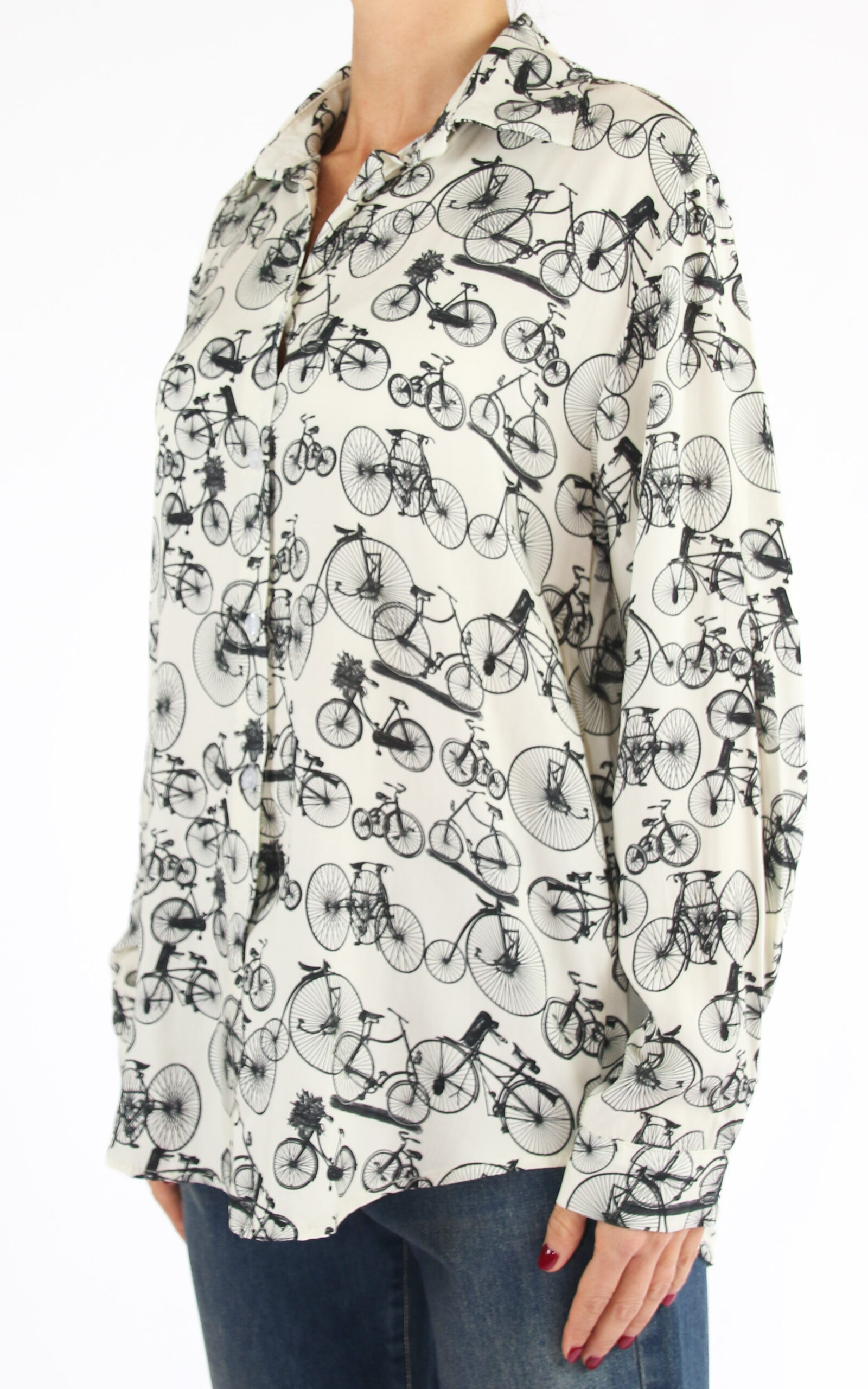 Initial - camicia fantasia biciclette - burro/nero