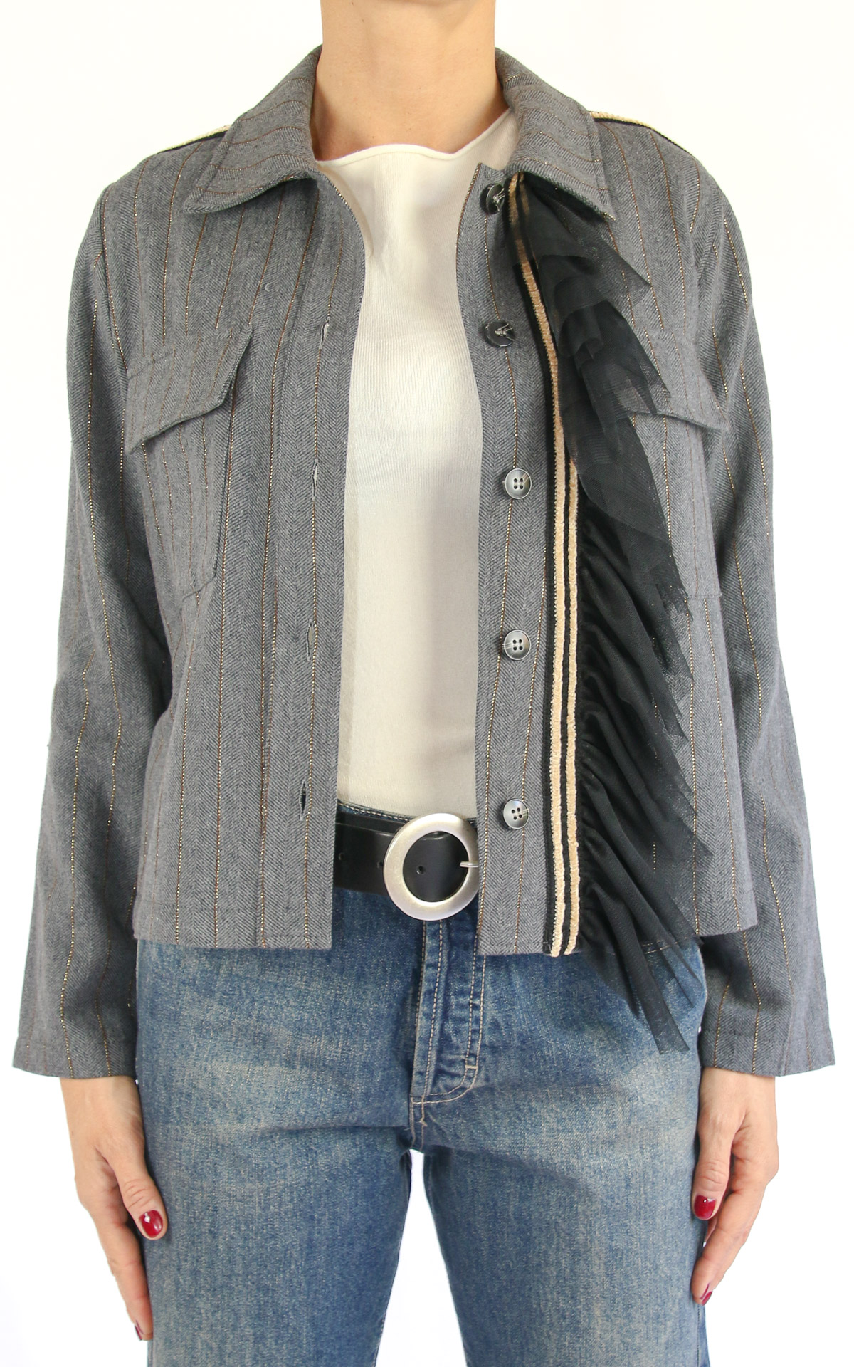 SusyMix - giacca con rouches - grigio piombo