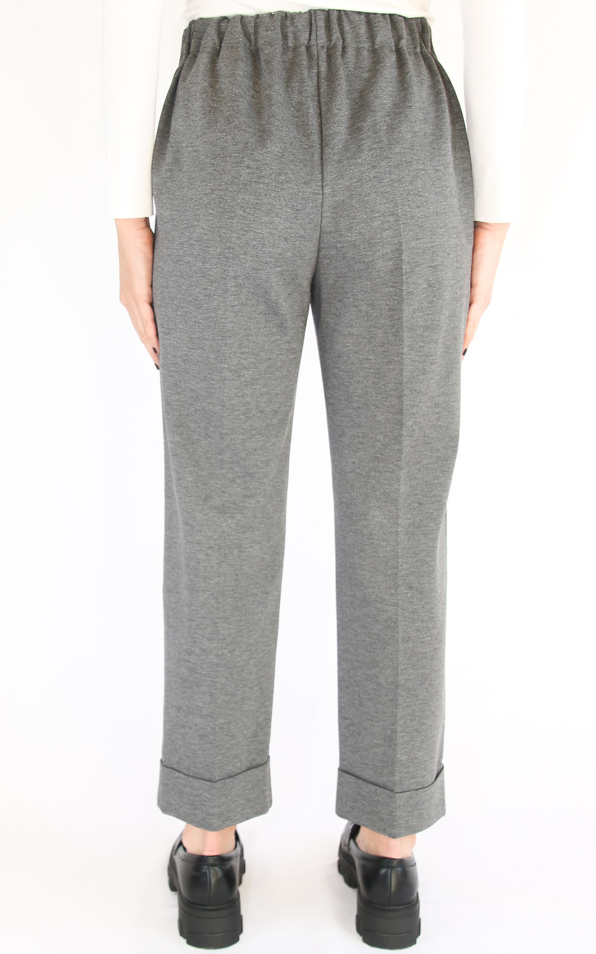 Susymix - pantalone risvolto punto milano - grigio