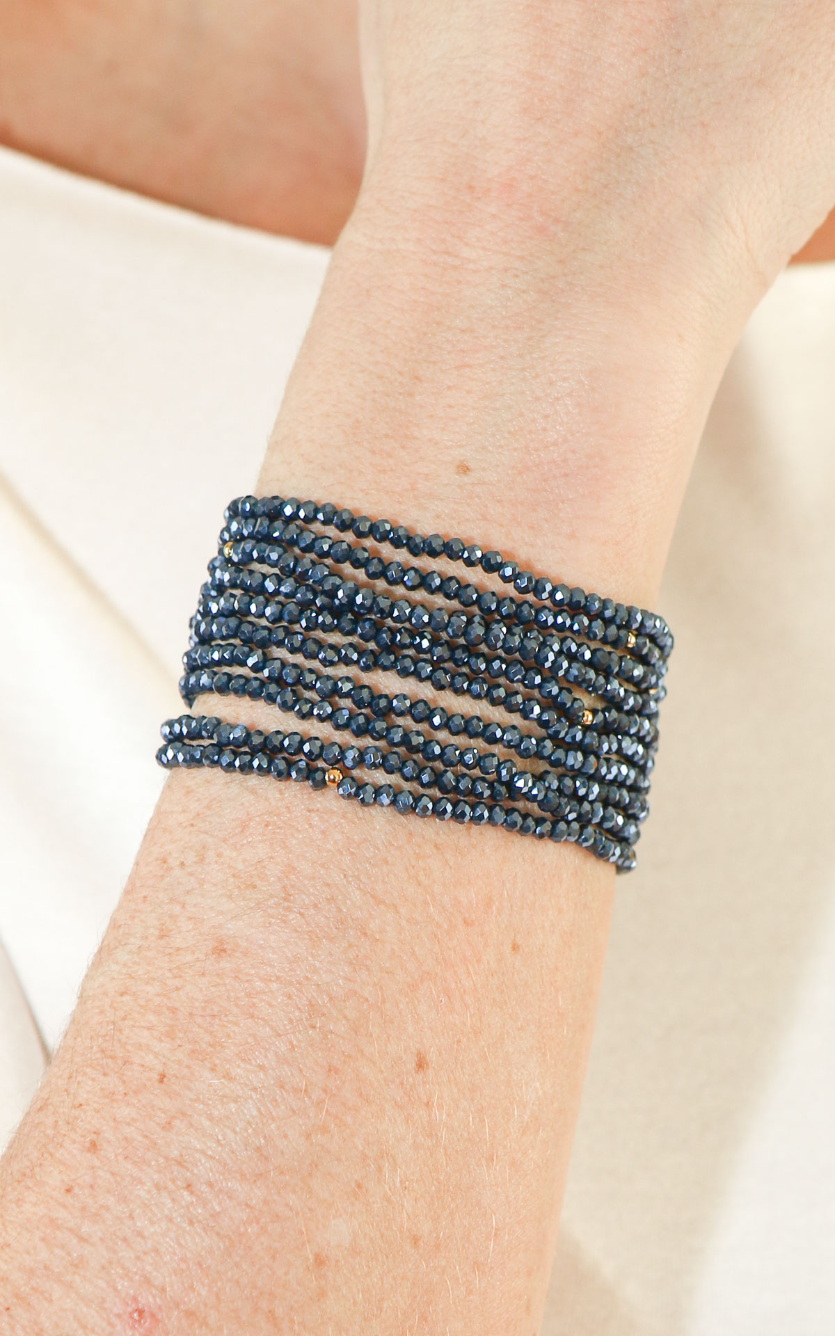 Just - Bracciale elasticizzato fili di perline - Blu