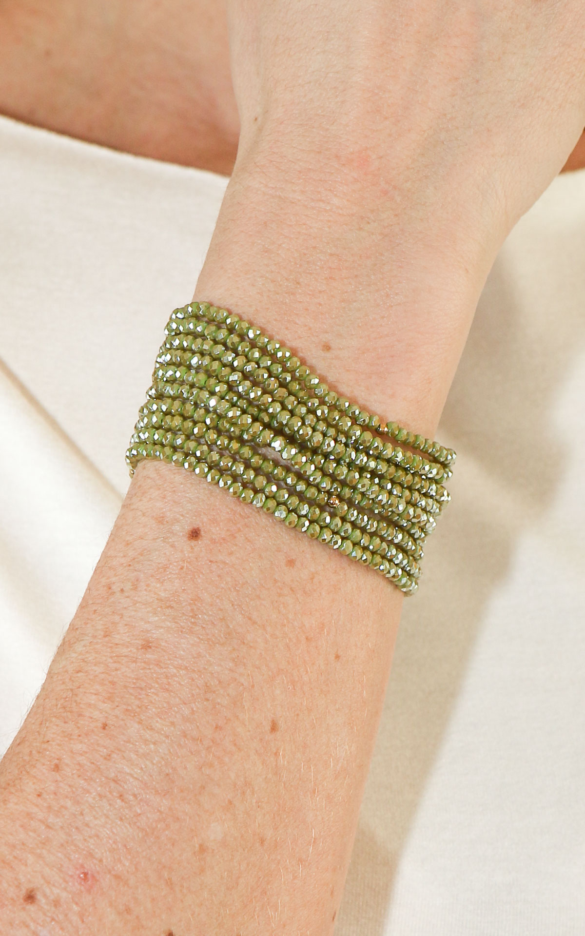 Just - Bracciale elasticizzato fili di perline - Verde