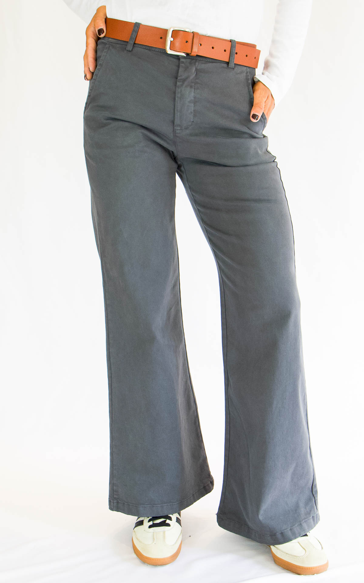 OFF-ON - Pantalone Palazzo in cotone BETTY - GRIGIO