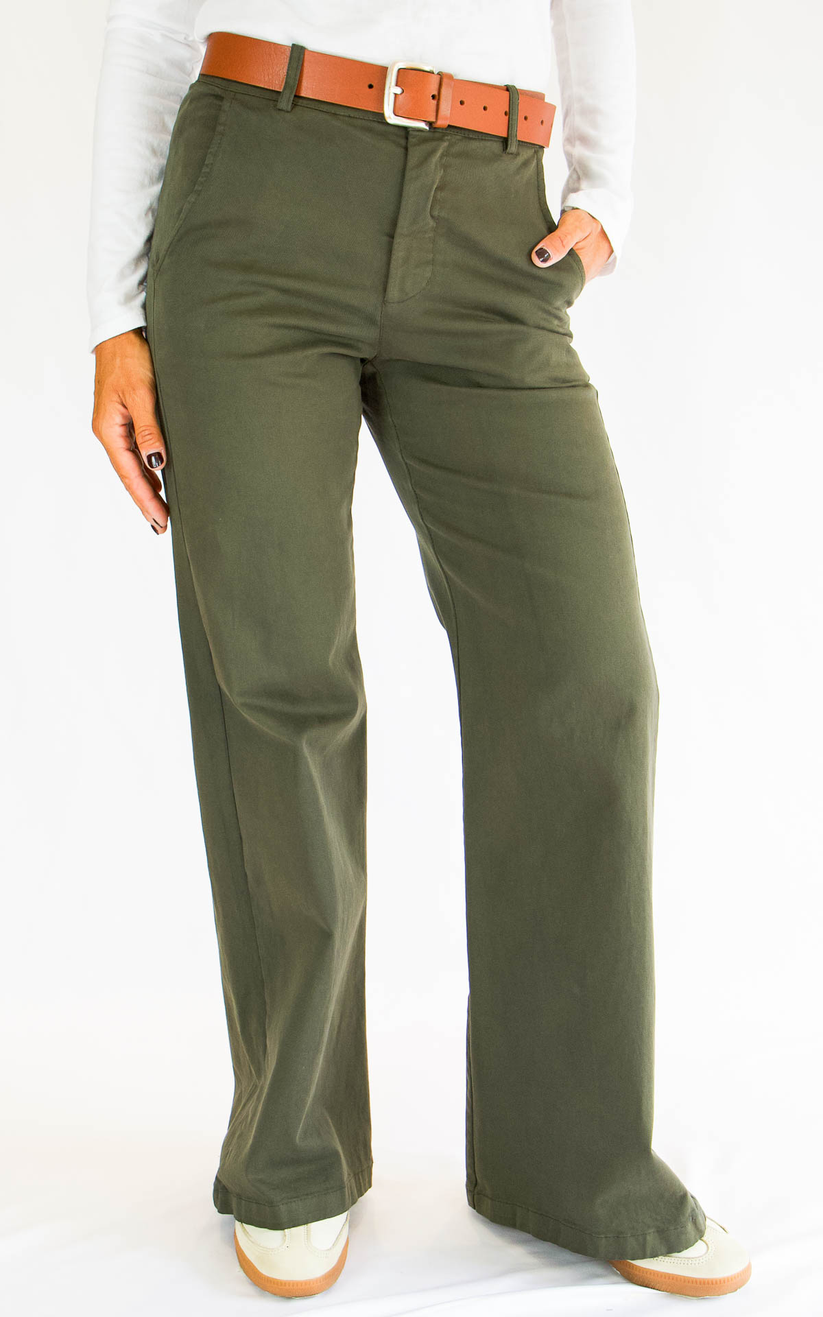 OFF-ON - Pantalone Palazzo in cotone BETTY - VERDE