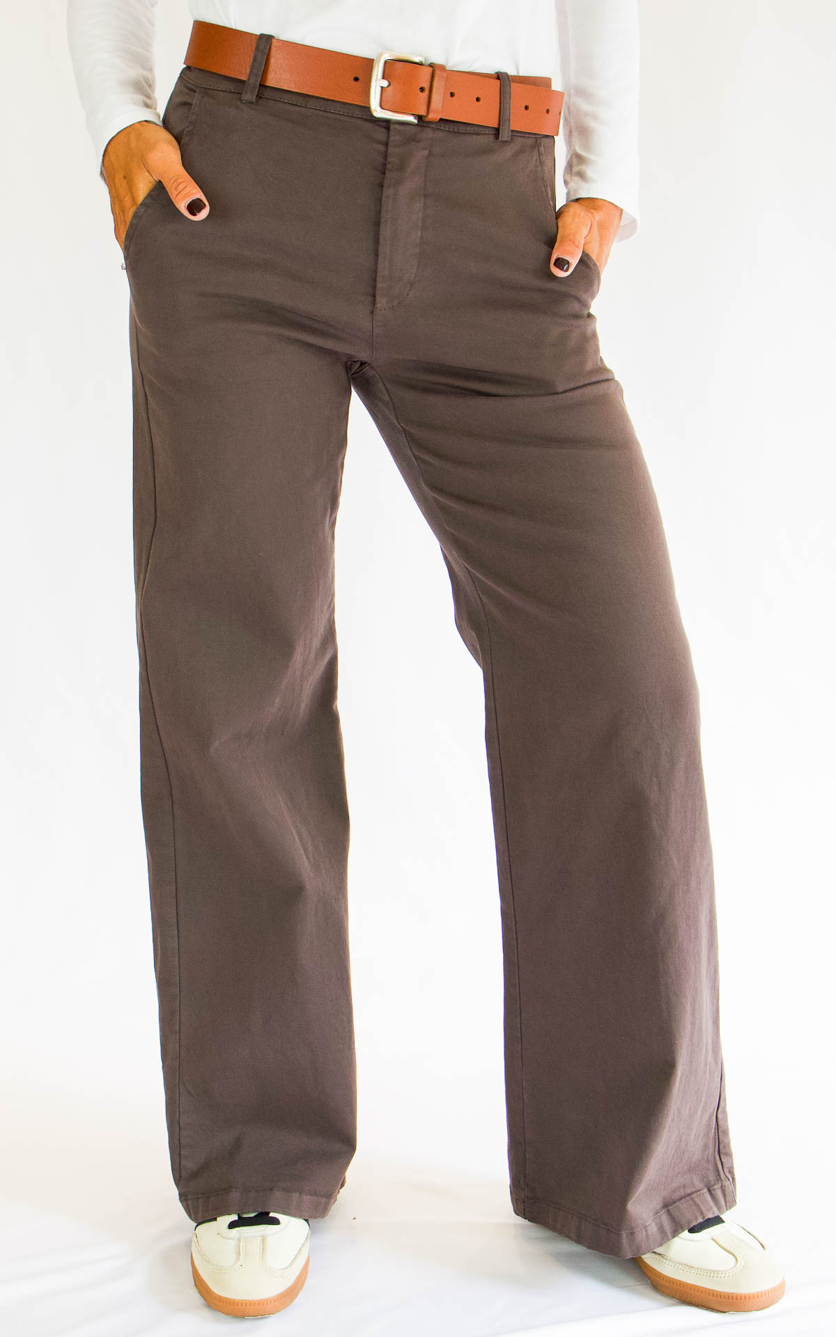 OFF-ON - Pantalone Palazzo in cotone BETTY - MORO