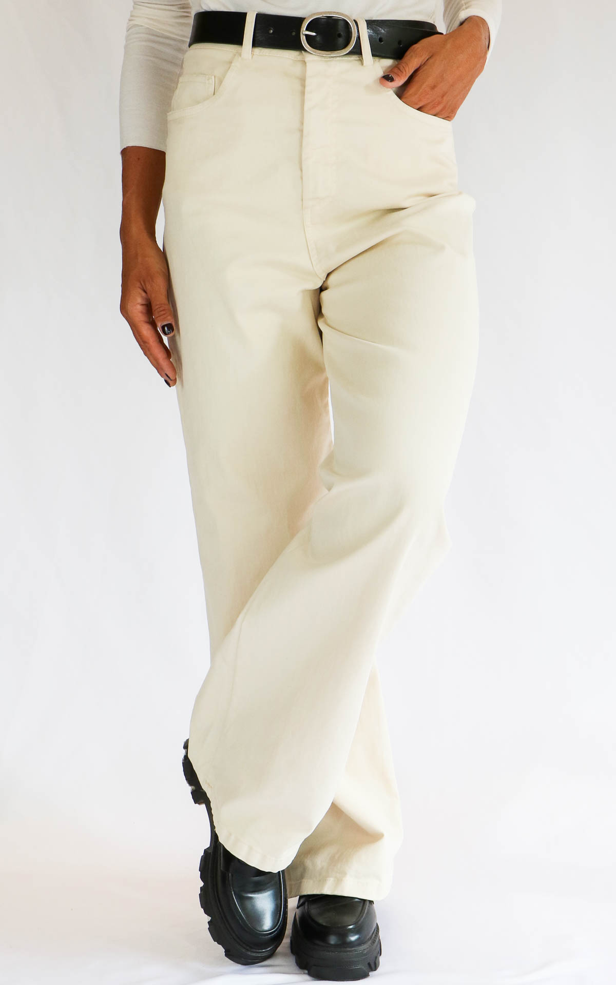 OFF-ON - Pantalone palazzo tasca ELY - BURRO