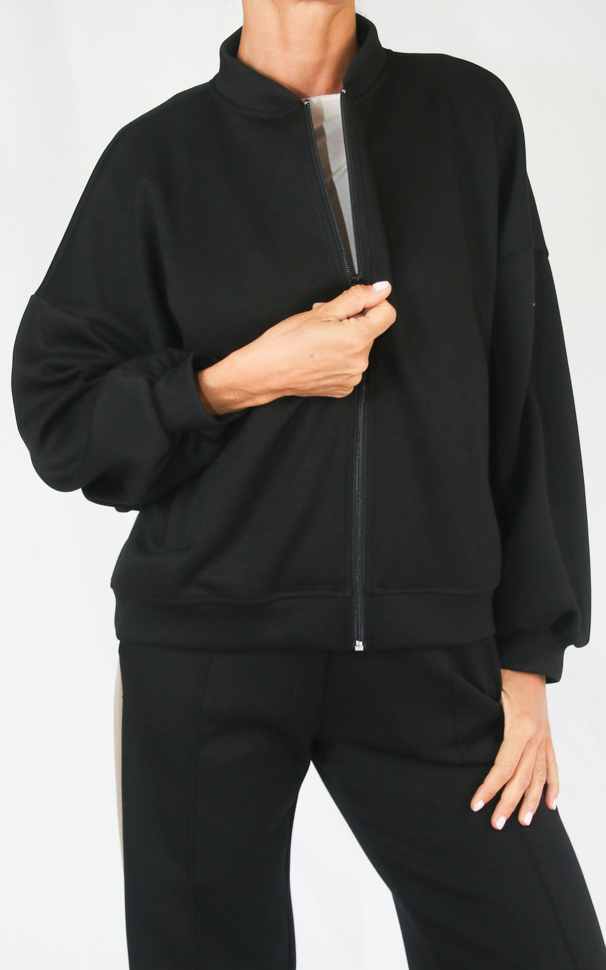 MYASTREET - Bomber con zip - NERO