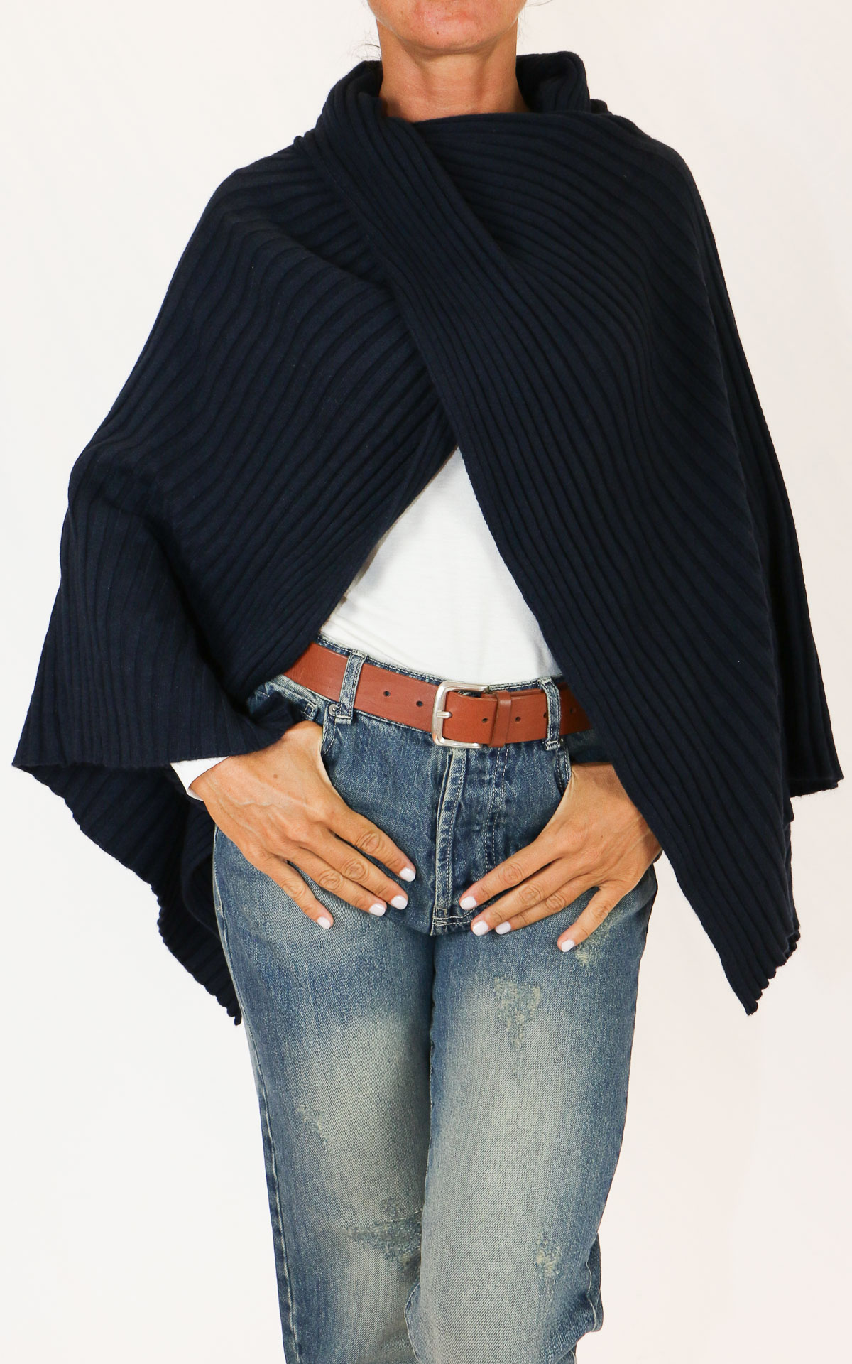 INITIAL - Poncho a coste - BLU