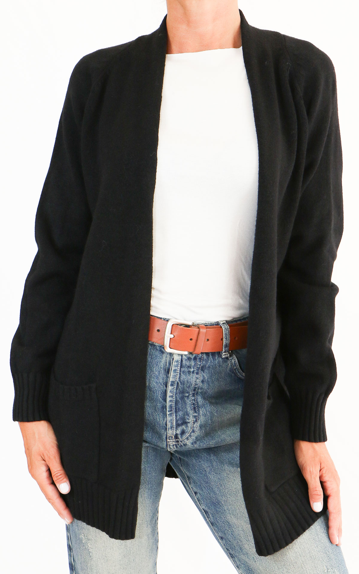 INITIAL - Cardigan lungo - NERO