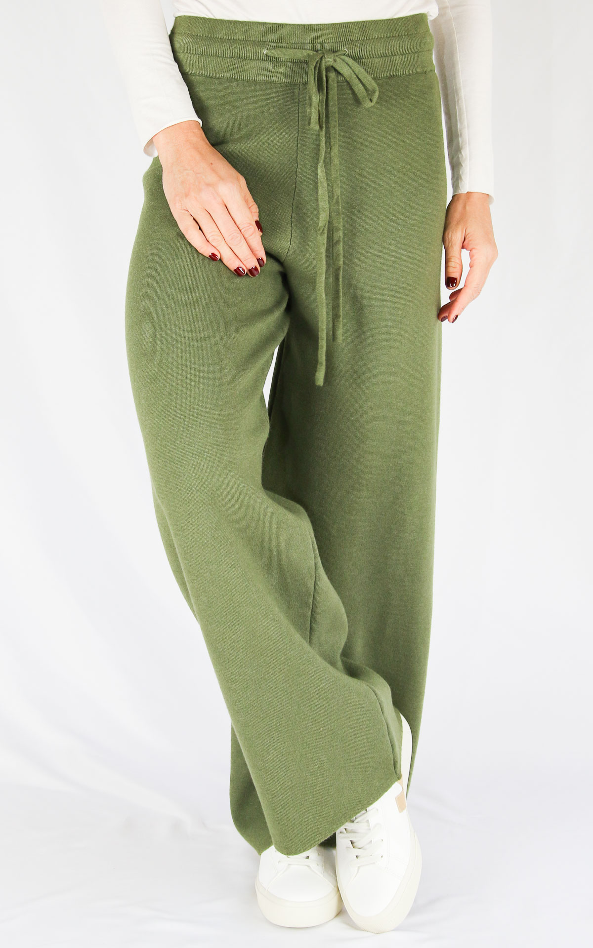 INITIAL Pantalone in maglia con laccio VERDE Just23 Store