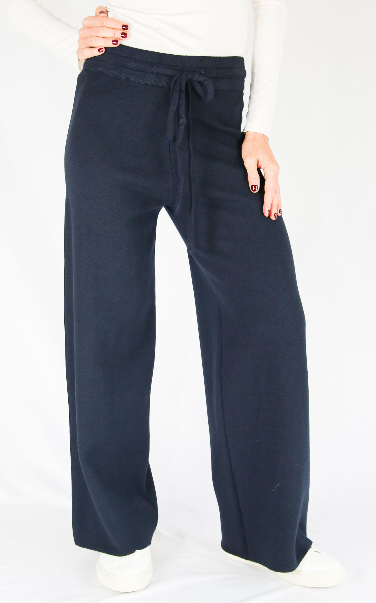 INITIAL - Pantalone in maglia con laccio - BLU