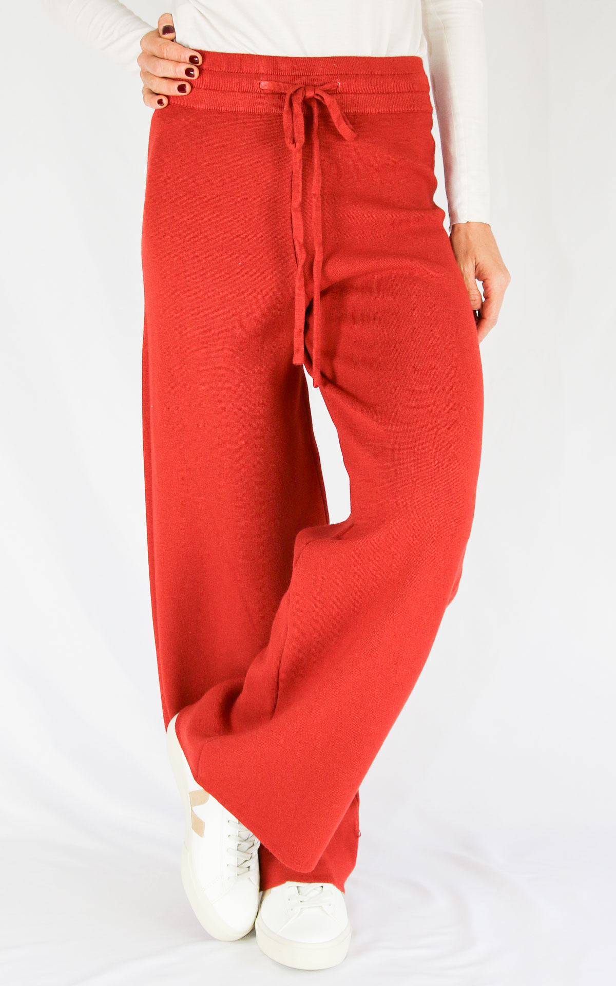 INITIAL - Pantalone in maglia con laccio - ARANCIO