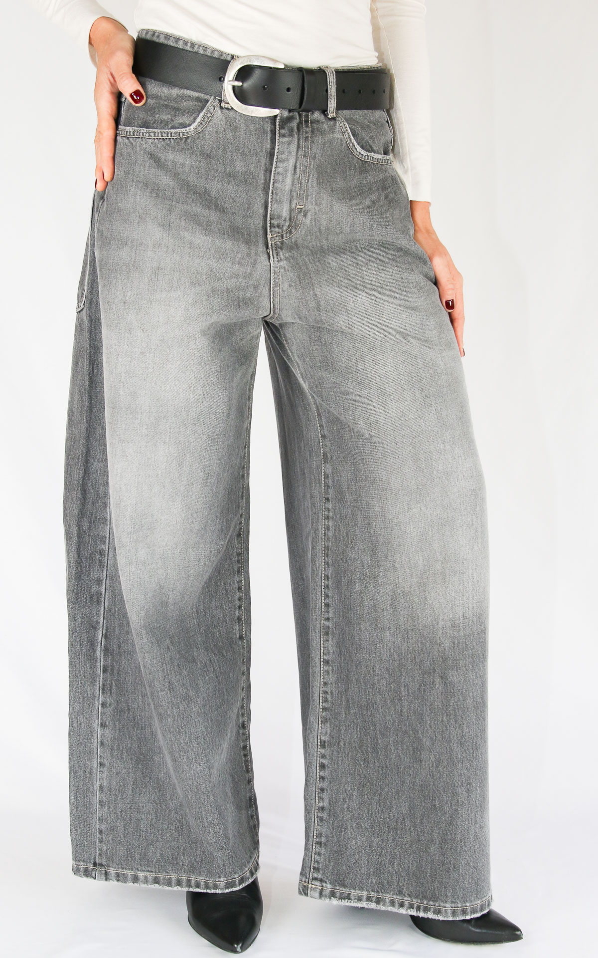 INITIAL - Jeans grigio tasca grande - MATY GRIGIO