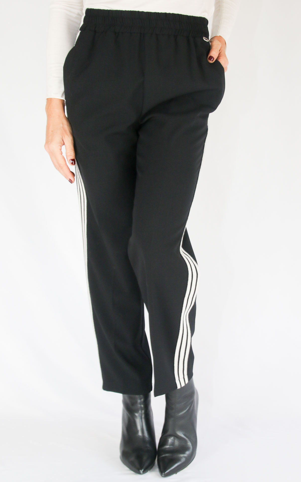 ECO - Pantalone jogging banda laterale - NERO