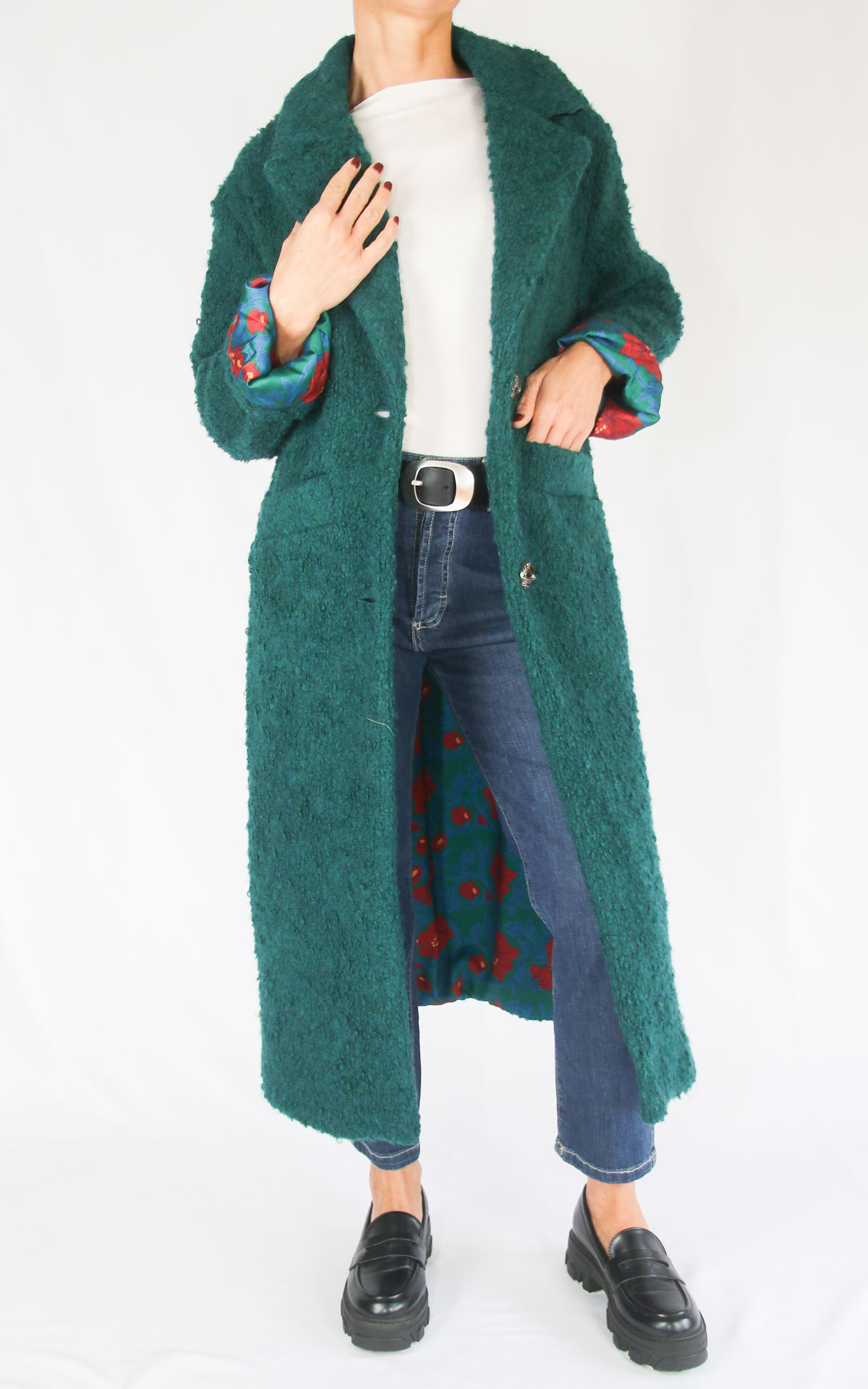 WU' SIDE - Cappotto boucle - VERDE