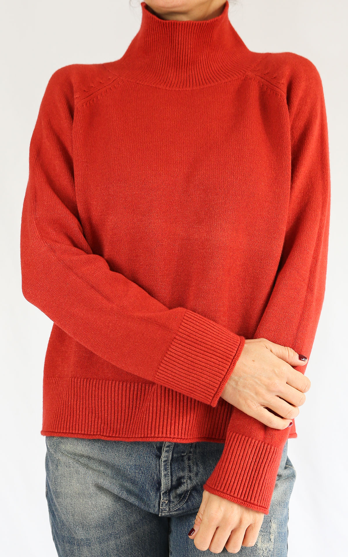 INITIAL - Maglia collo lupetto - ARANCIO