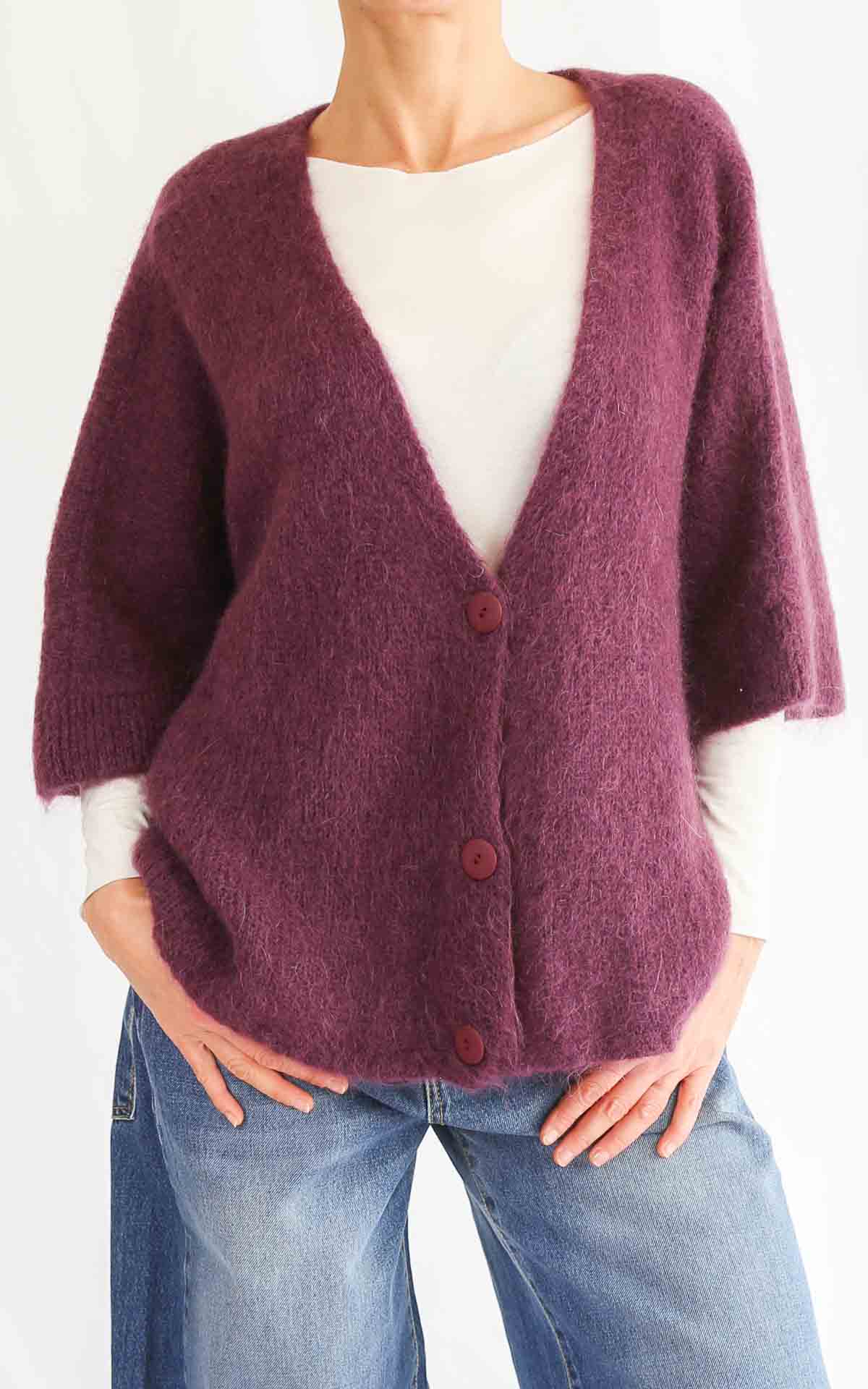 OFF-ON - Cardigan manica 3/4 - BORDEAUX