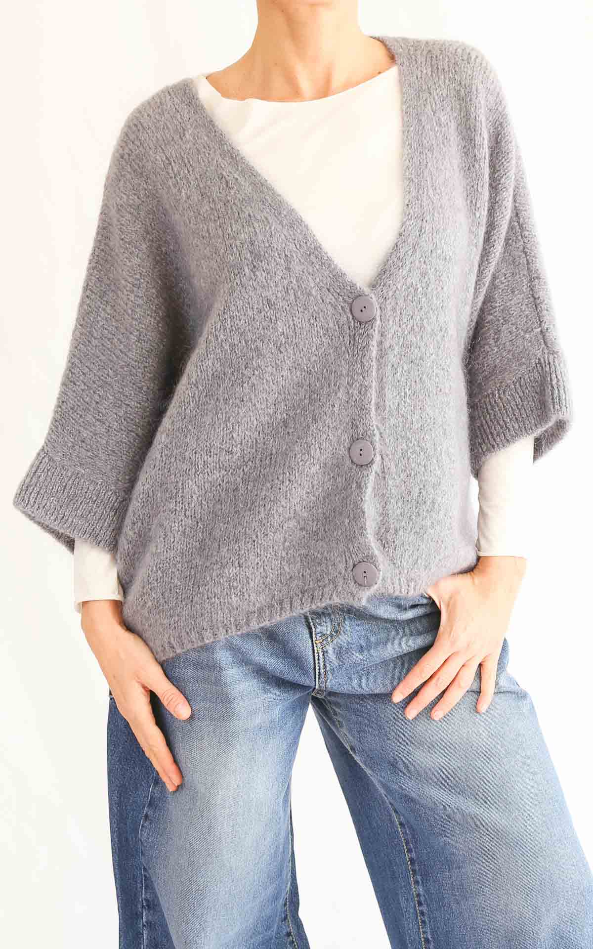 OFF-ON - Cardigan manica 3/4 - GRIGIO