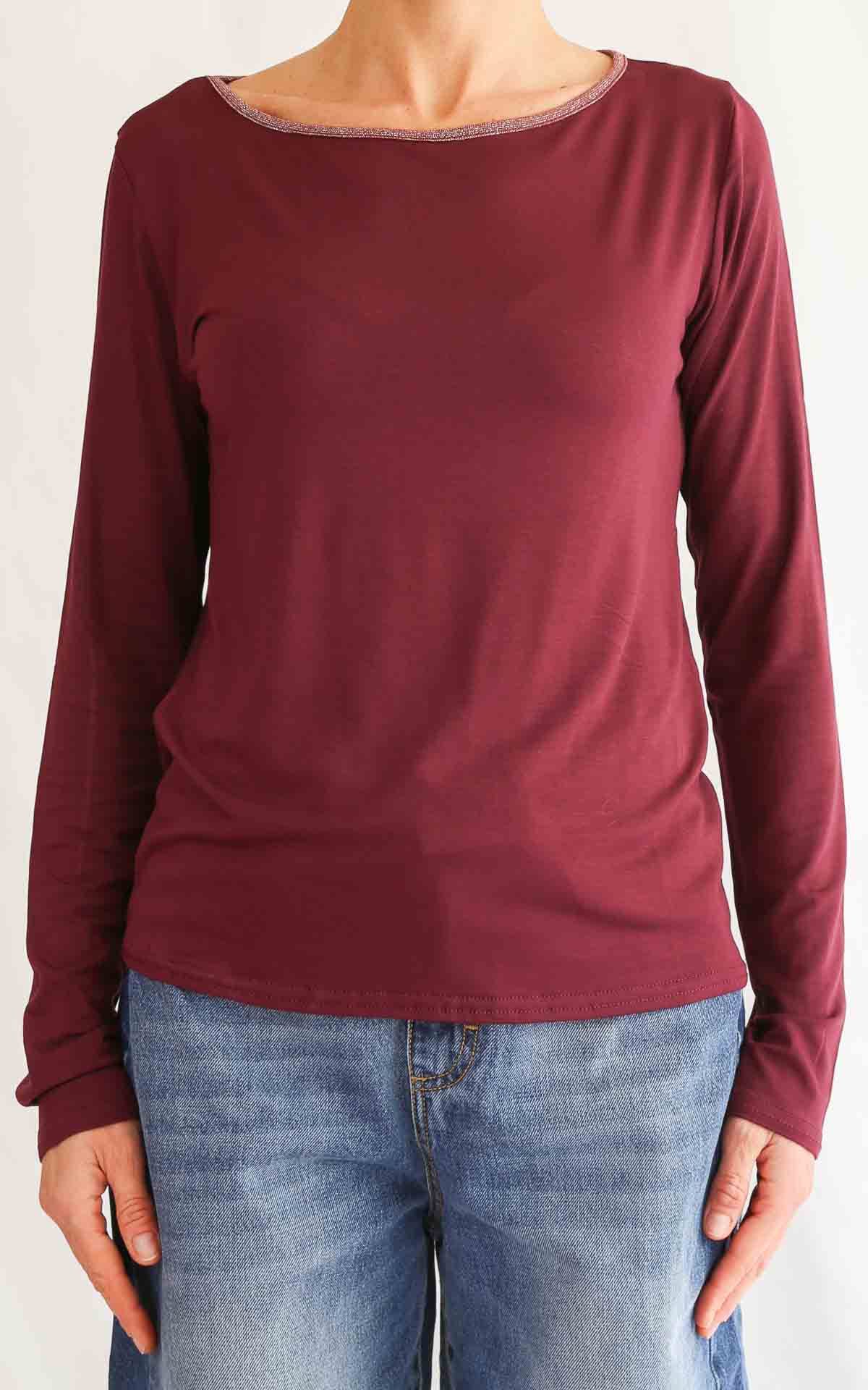 SUSYMIX - Maglia bordo lurex - WINE