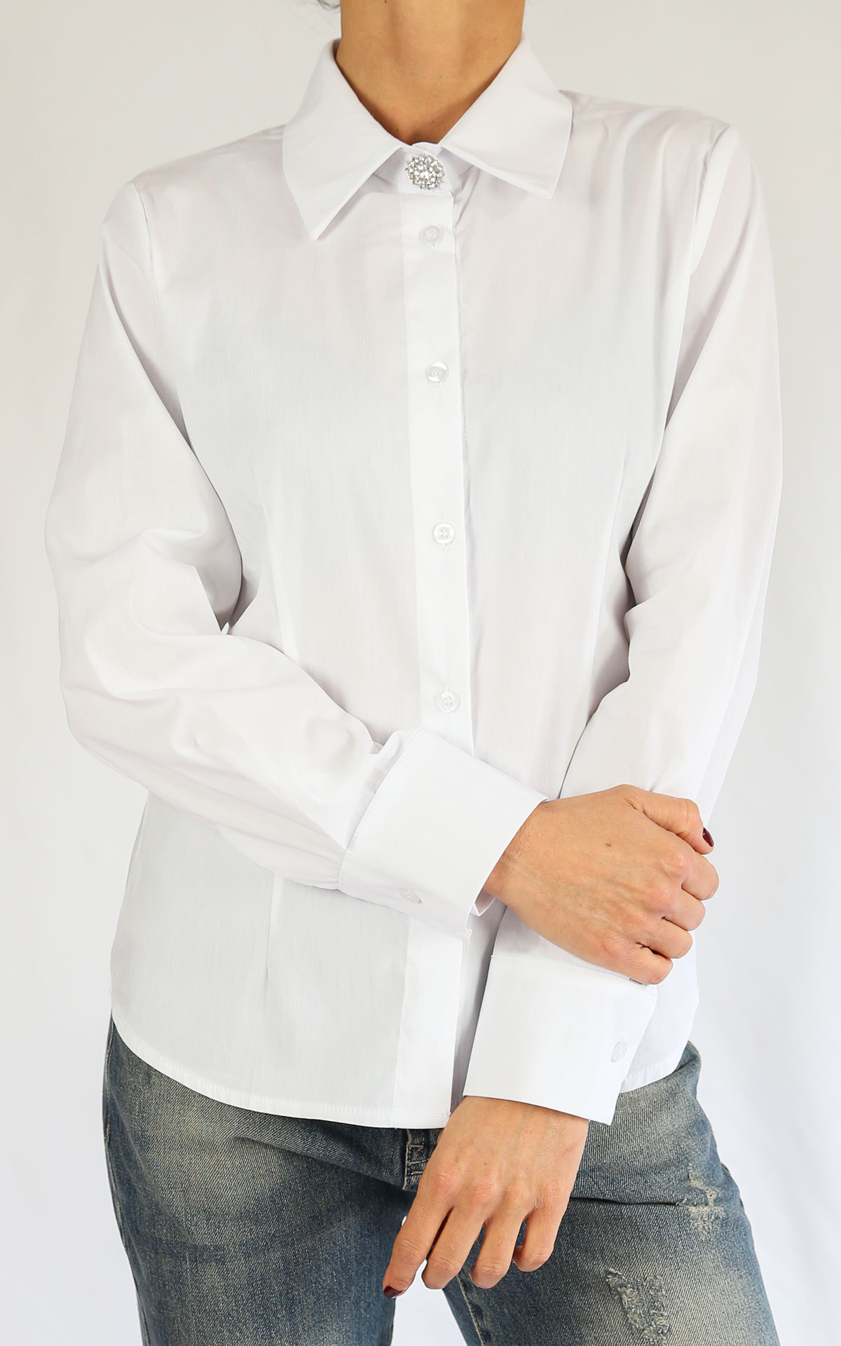 SUSYMIX - Camicia bottone gioiello - BIANCO