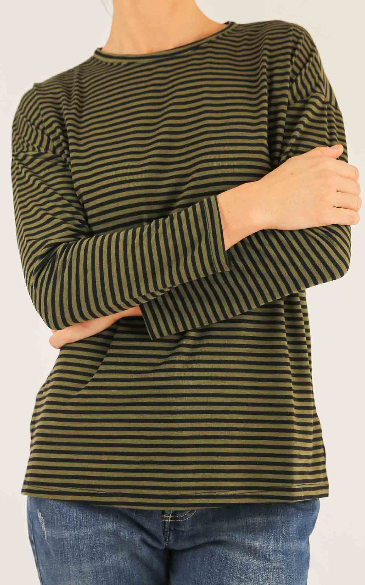 OFF-ON - Maglia regular righe - VERDE/ NERO