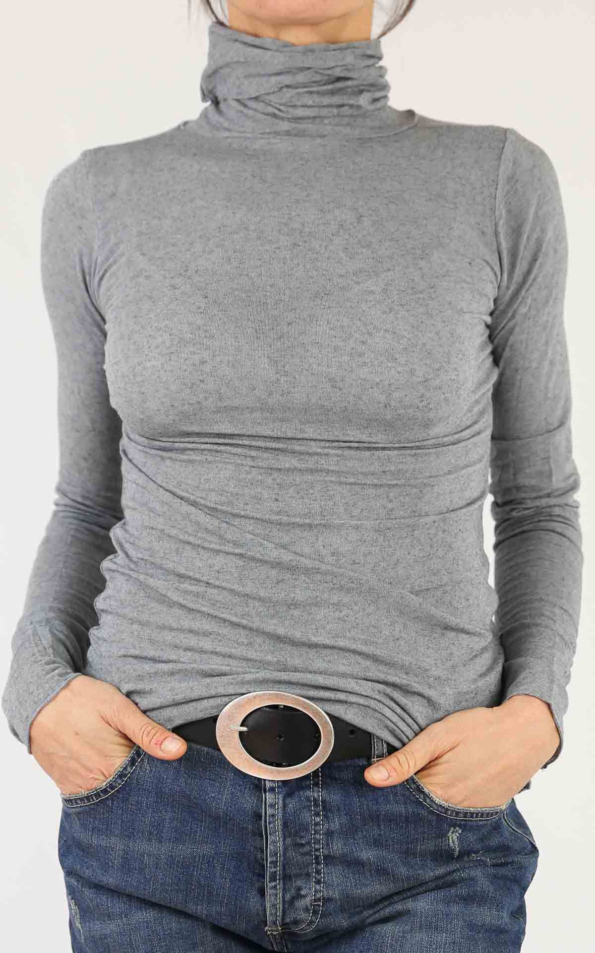 OFF-ON - t-shirt in cashmere collo alto - GRIGIO