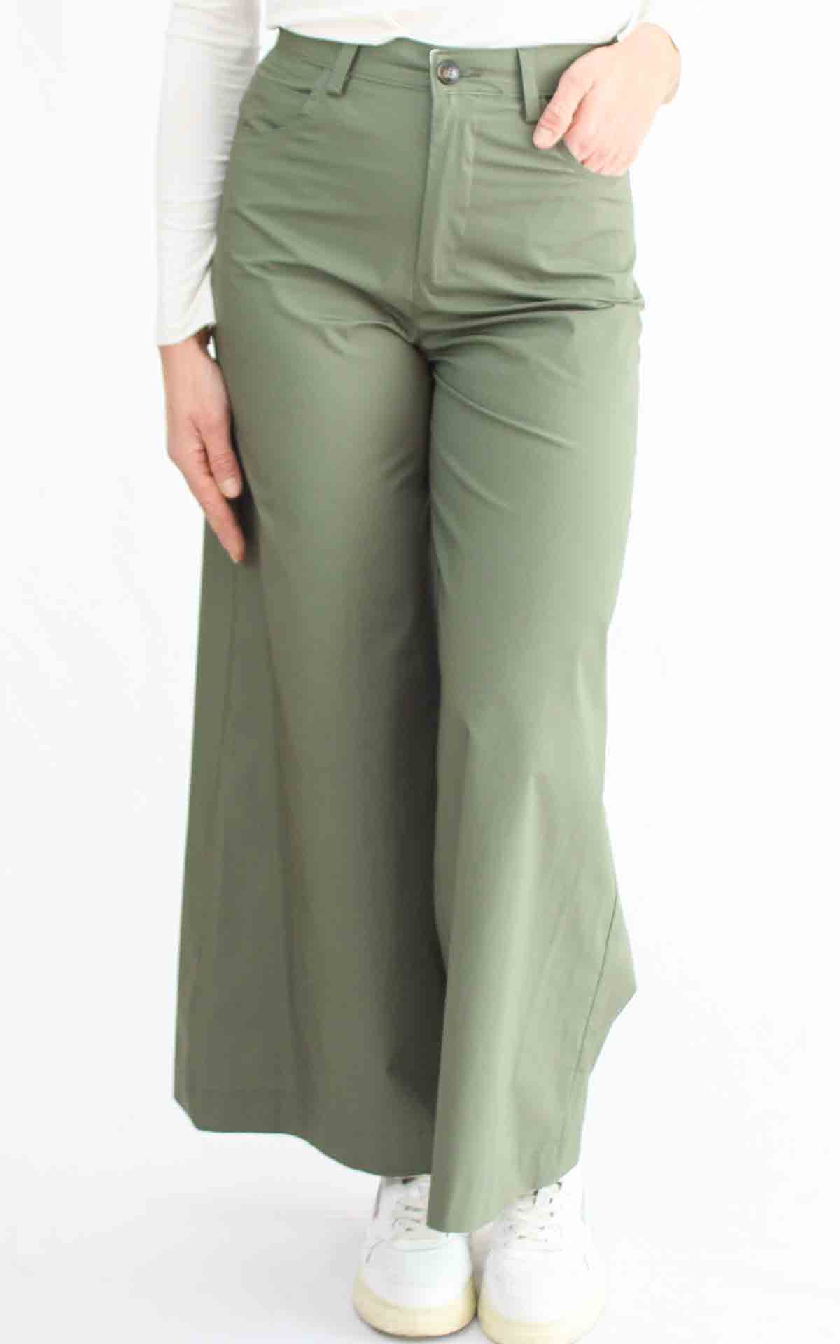 ECO - Pantalone crop largo - VERDE MILITARE