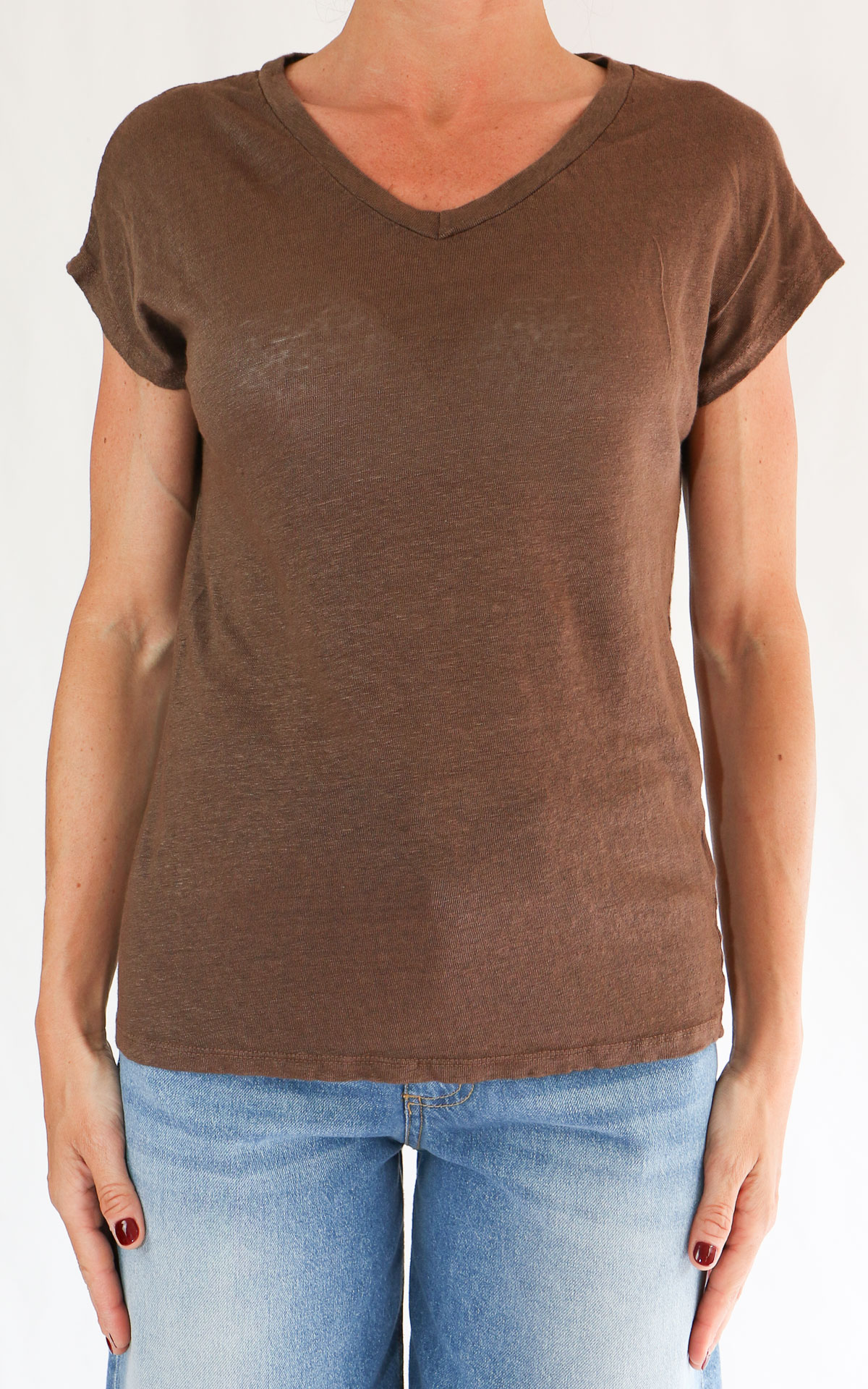 OFF-ON - T-shirt lino V - MORO