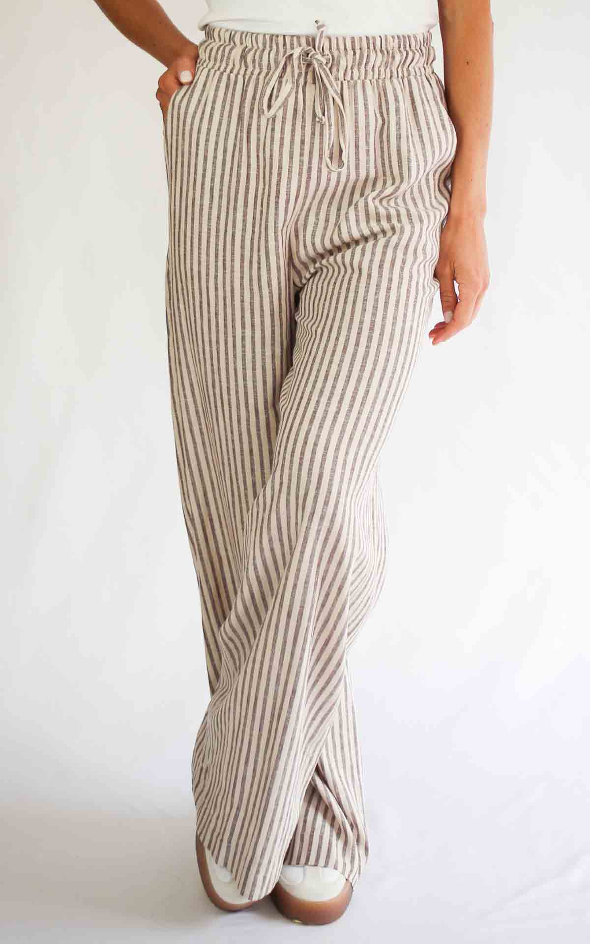 SUSYMIX - Pantaloni coulisse righe - MORO