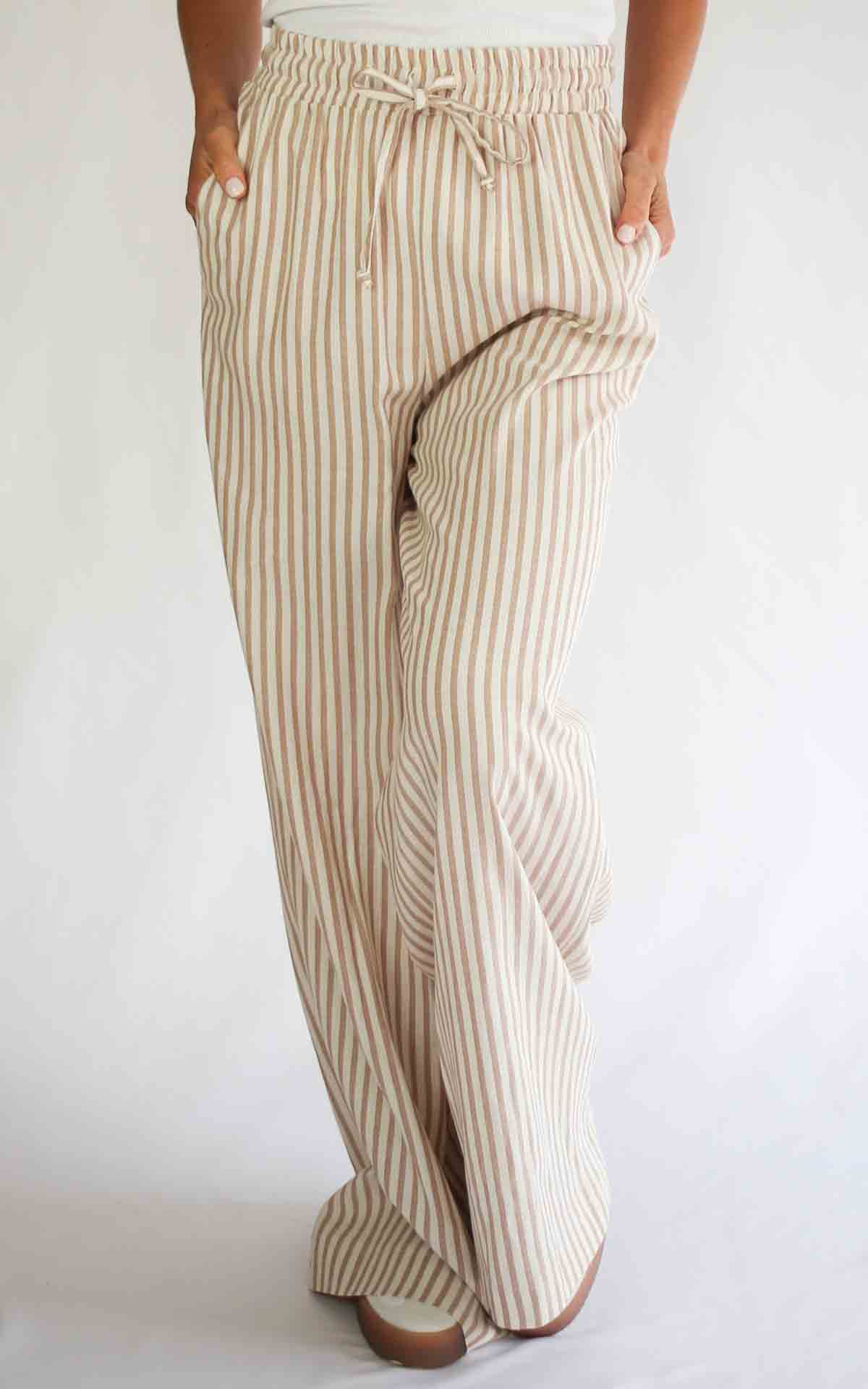 SUSYMIX - Pantaloni coulisse righe - BEIGE