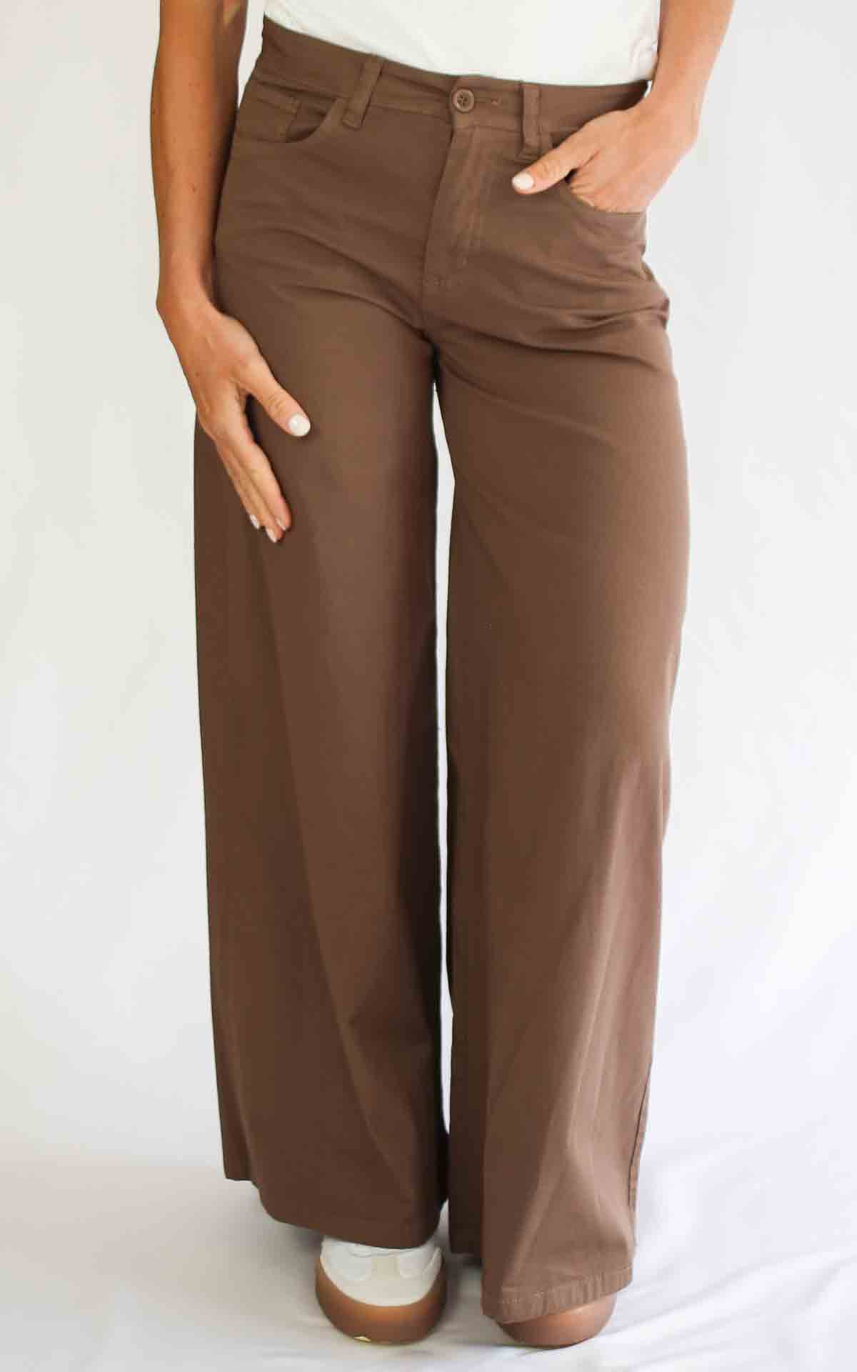 OFF-ON - Pantalone wide leg - MORO