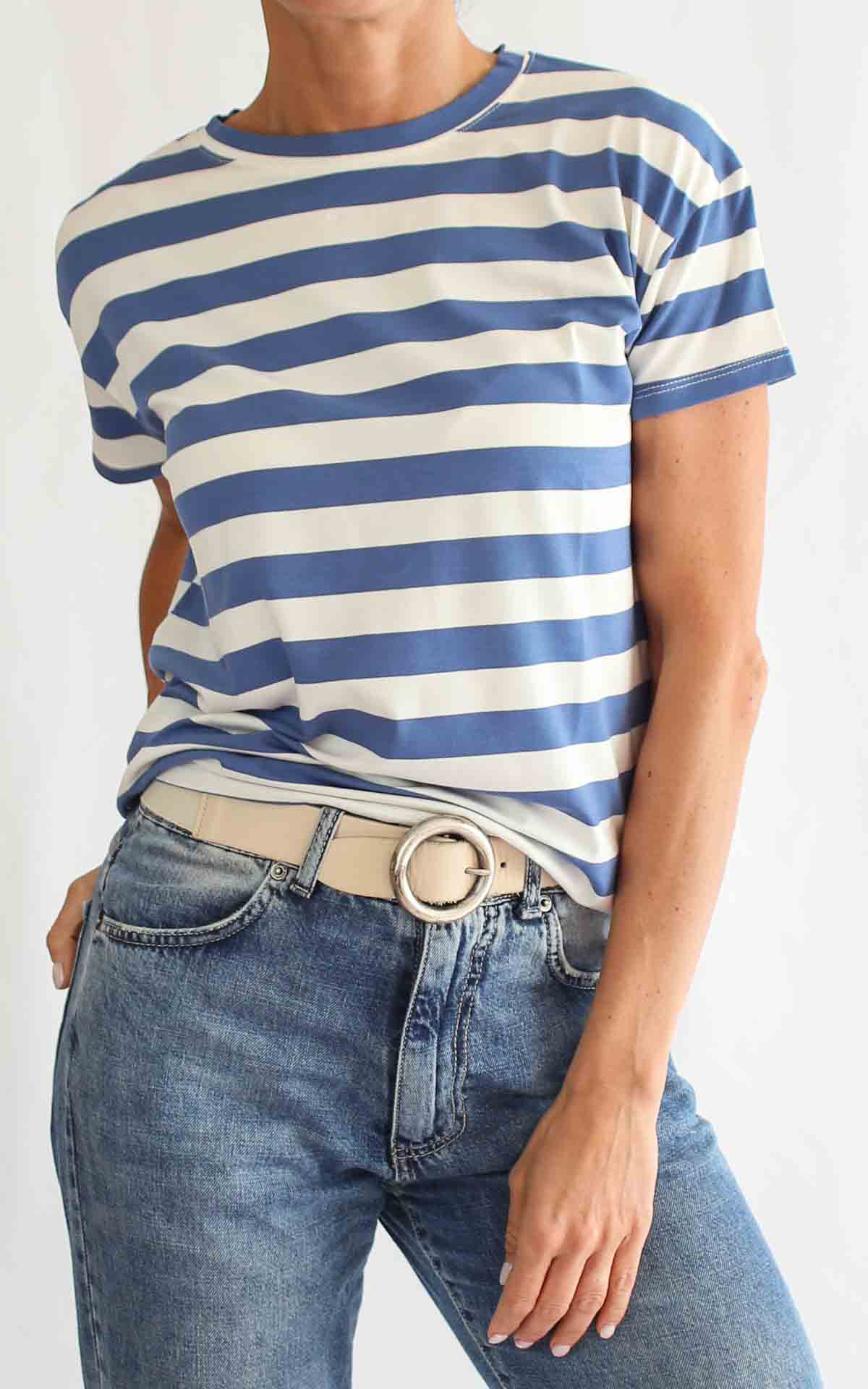 SUSYMIX - T-Shirt riga - AZZURRO