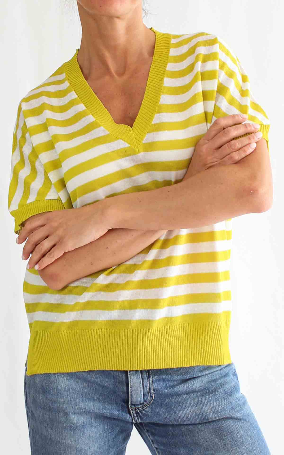 OFF-ON - Maglia scollo V riga - LIME