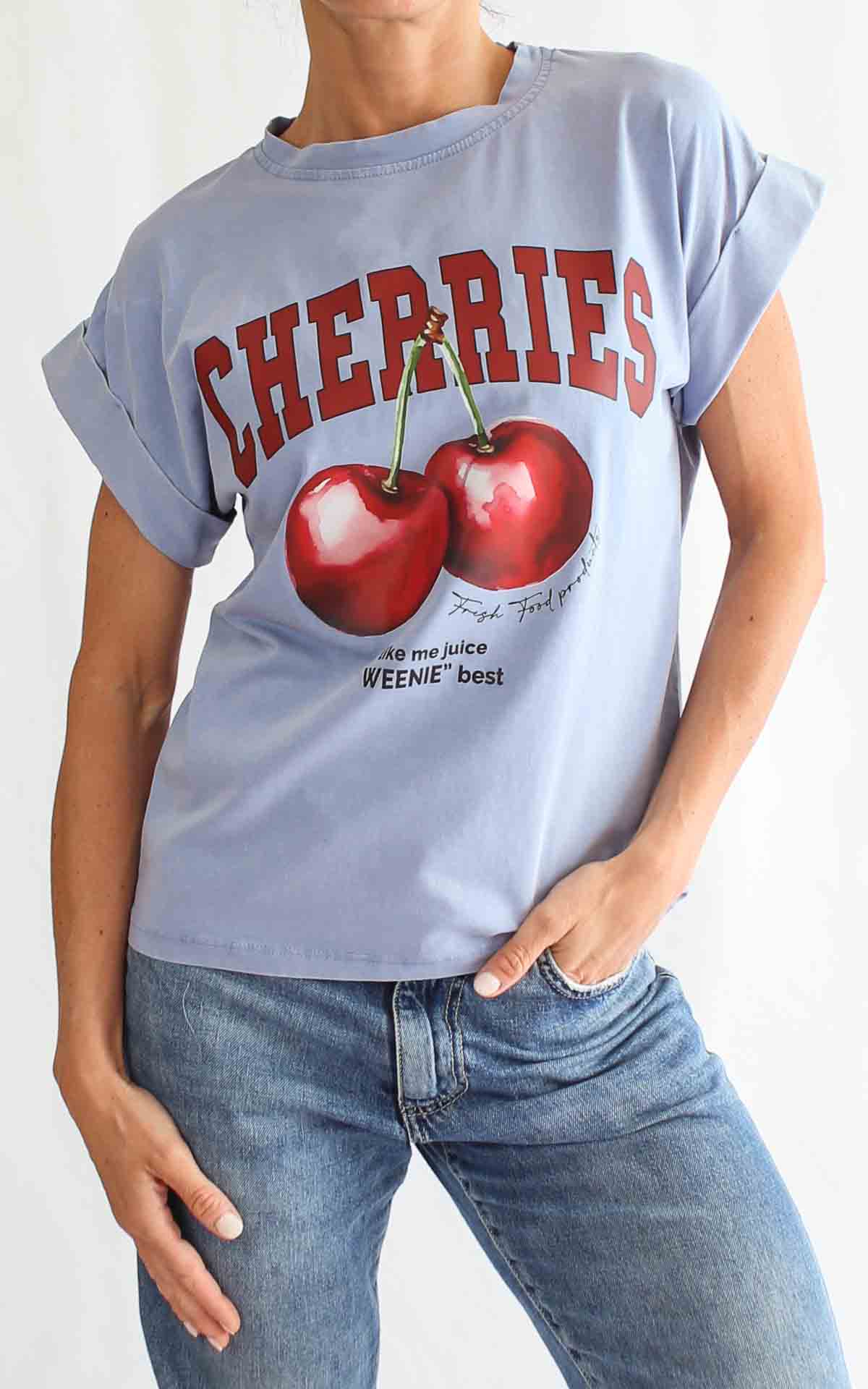 SUSYMIX - T-Shirt marmorizzata cherries - AZZURRO