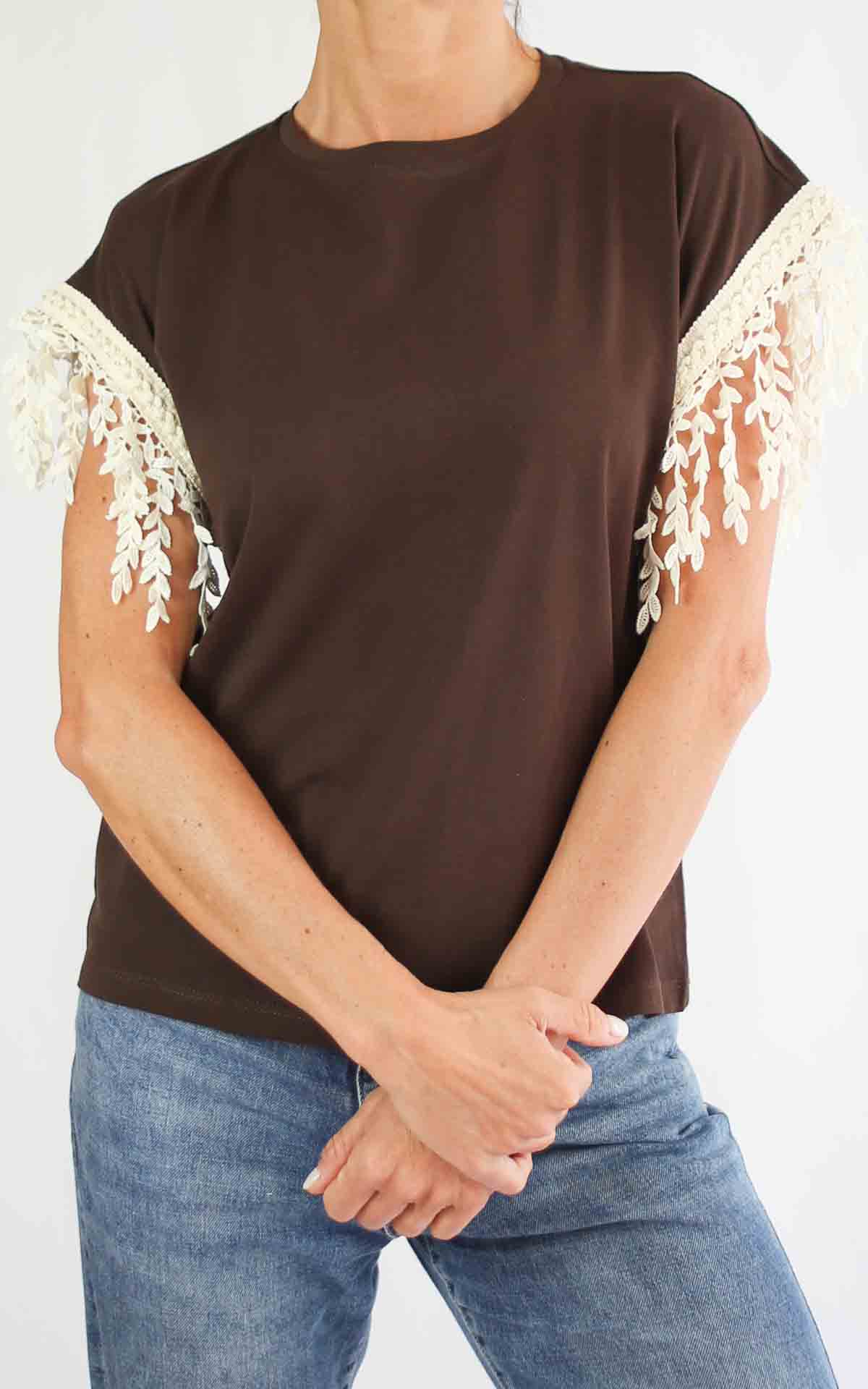 SUSYMIX - T-Shirt manica decoro - MORO
