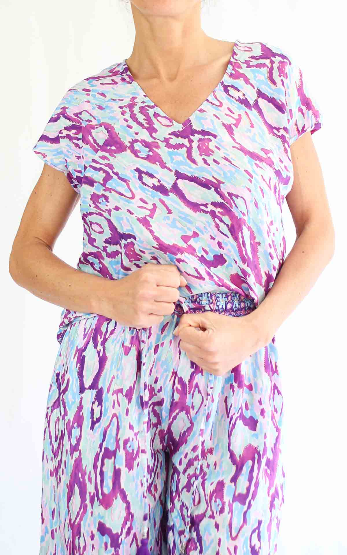 AYFËE - Blusa mezza manica fantasia - VIOLA