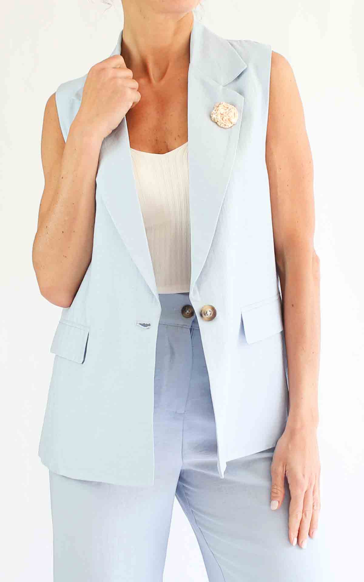 leto gilet e pantalone – CELESTE