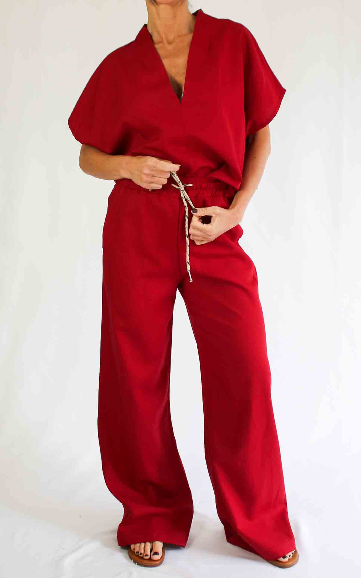 OFF-ON – Completo blusa scollo V – ROSSO INDIA