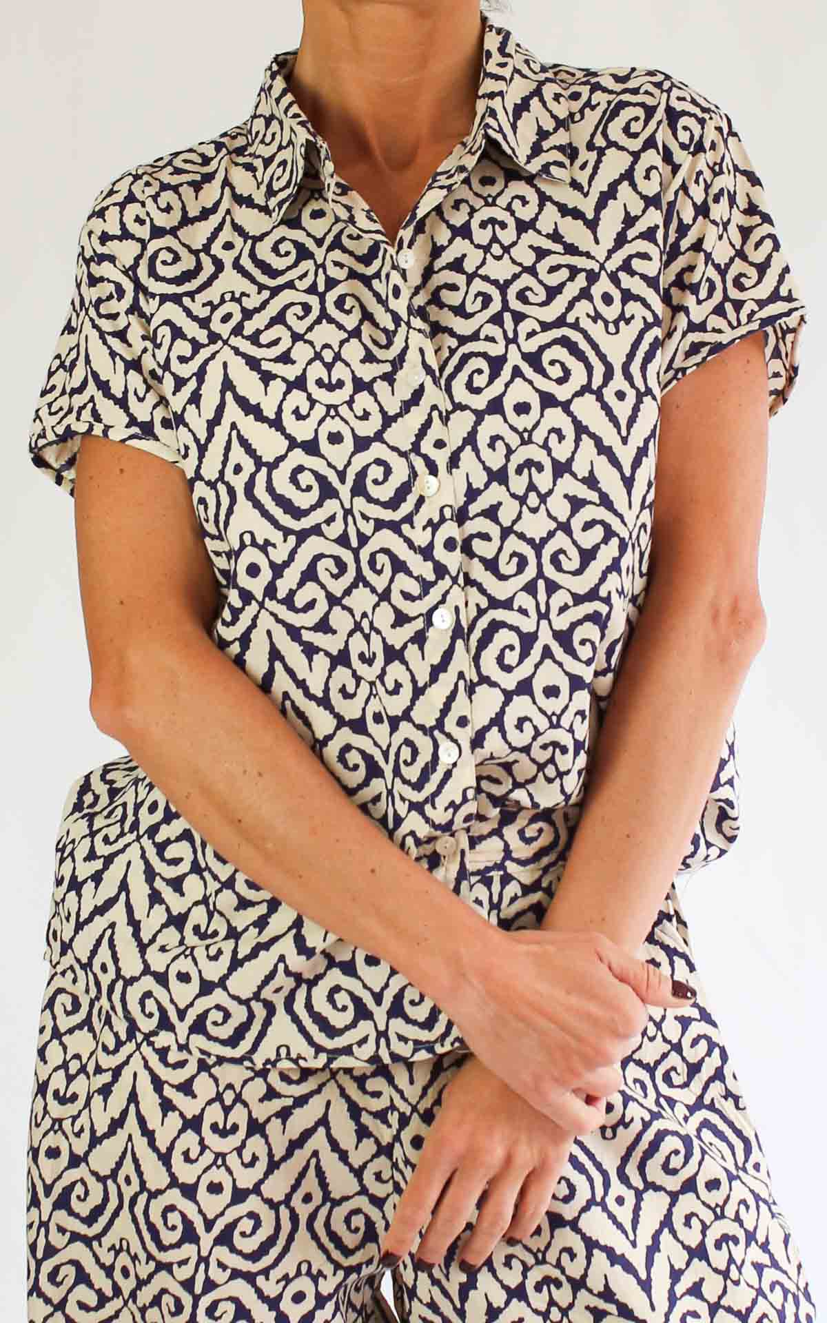 AYFËE - Camicia fantasia - BLU/BEIGE