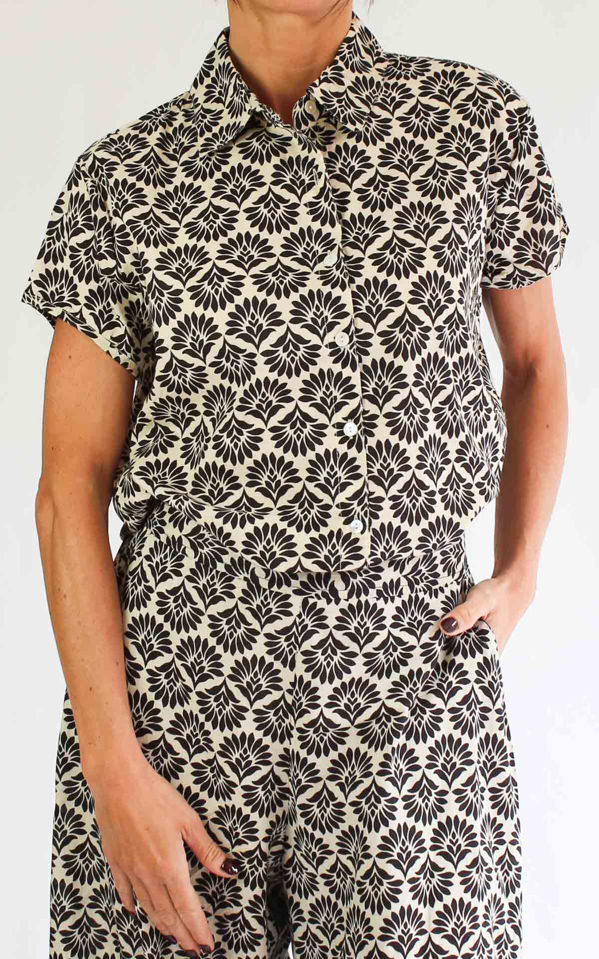 AYFËE – Camicia fantasia – NERO/BEIGE