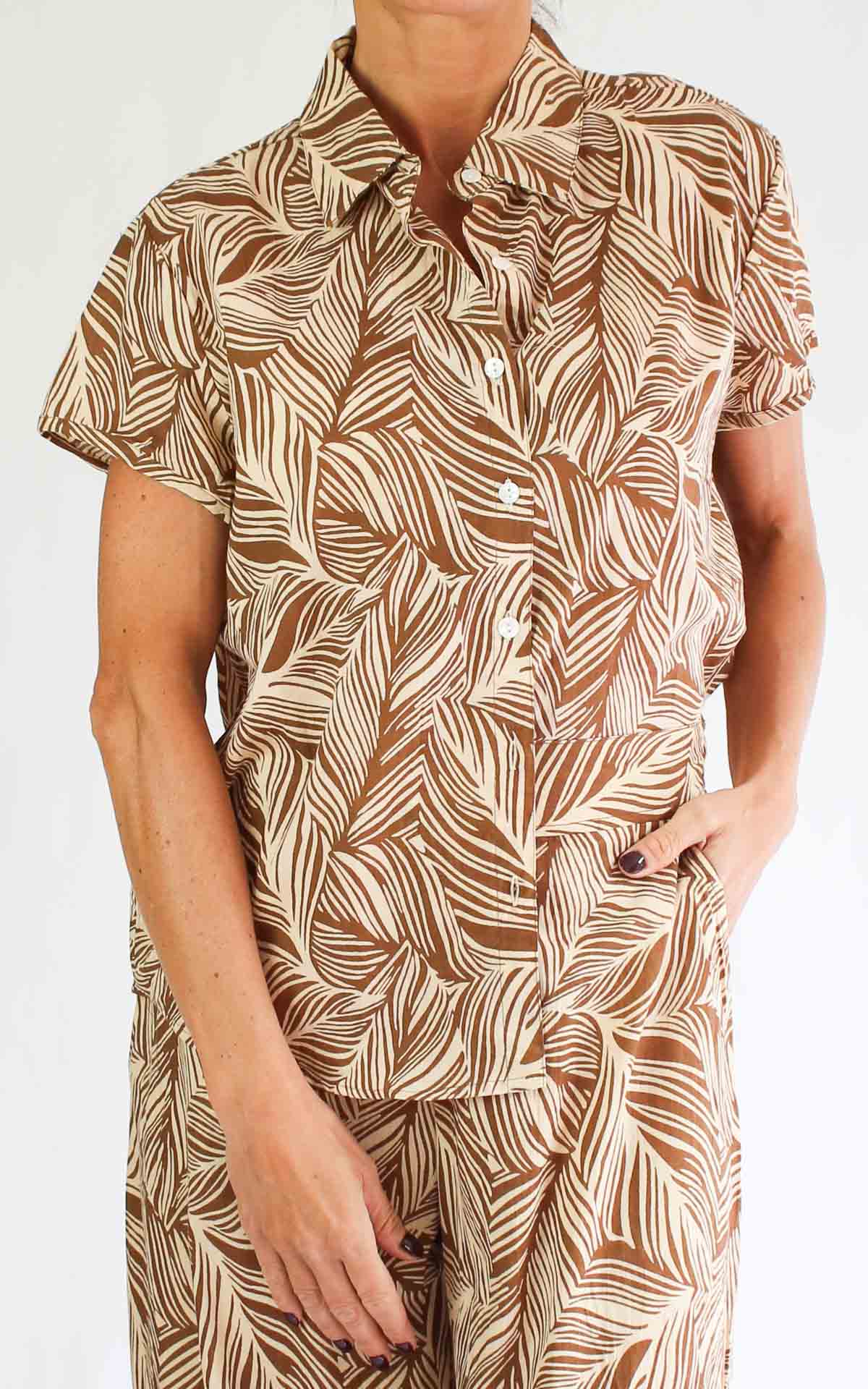 AYFËE – Camicia fantasia – TABACCO/BEIGE