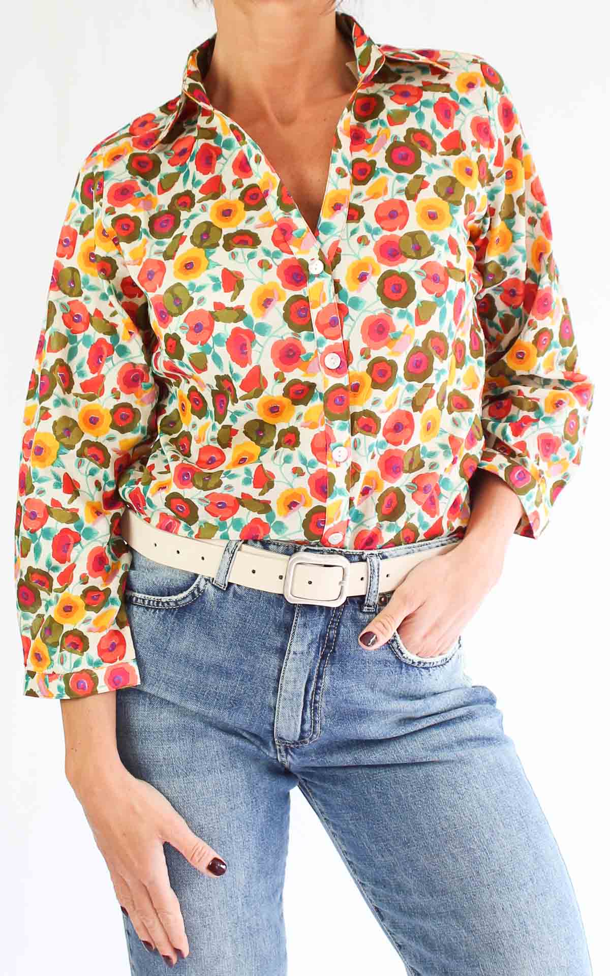 PALME - Camicia scollo V - GIALLO