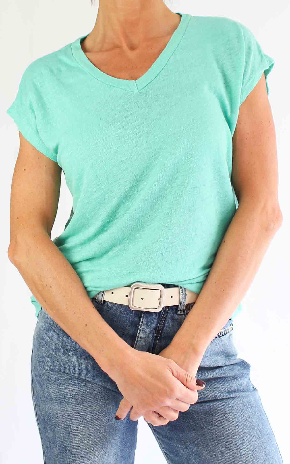 OFF-ON – T-shirt lino V – MENTA